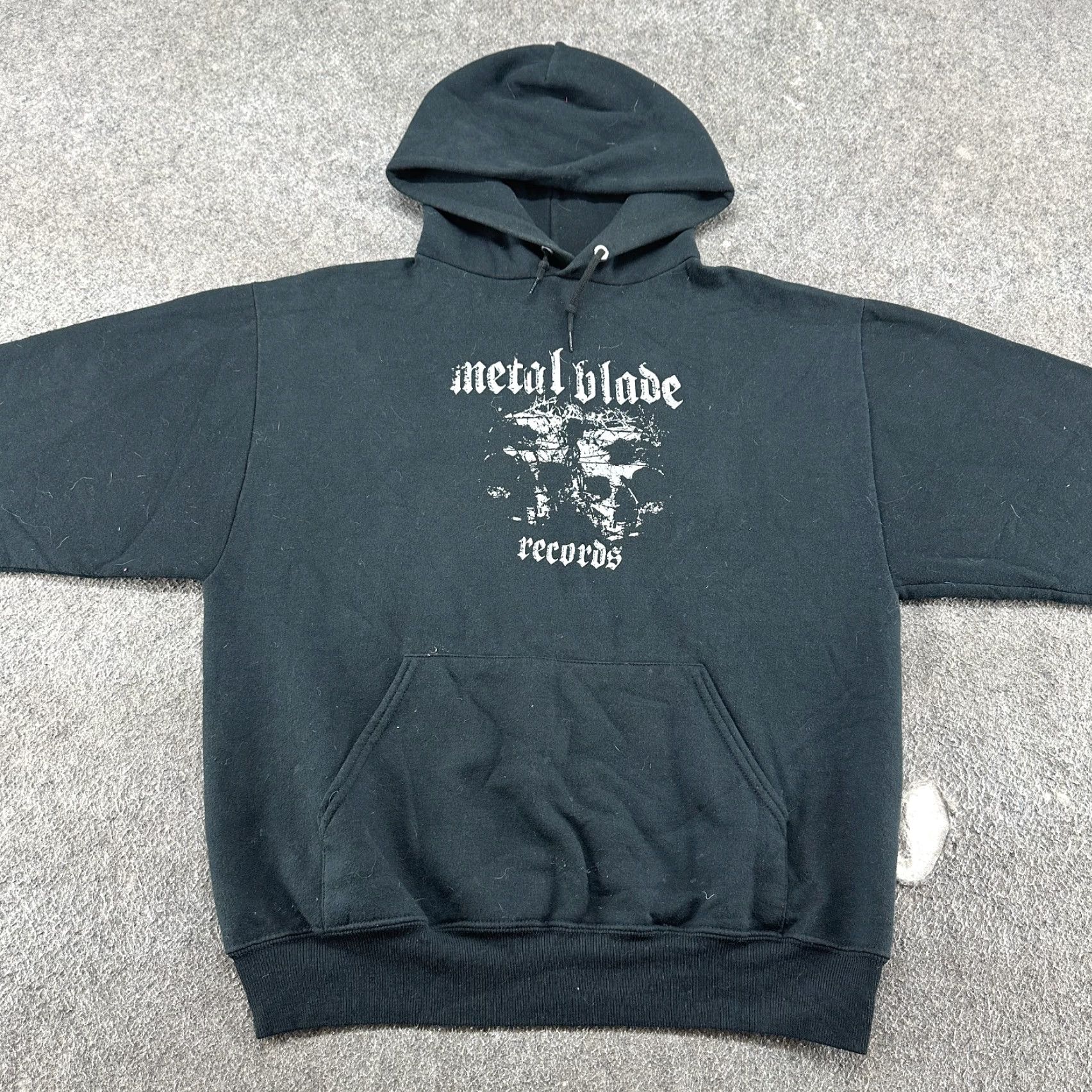 Jerzees VINTAGE Jerzees Hoodie Mens M Black Pullover Gothic Metal Slayer Y2K Size US M / EU 48-50 / 2 - 3 Thumbnail