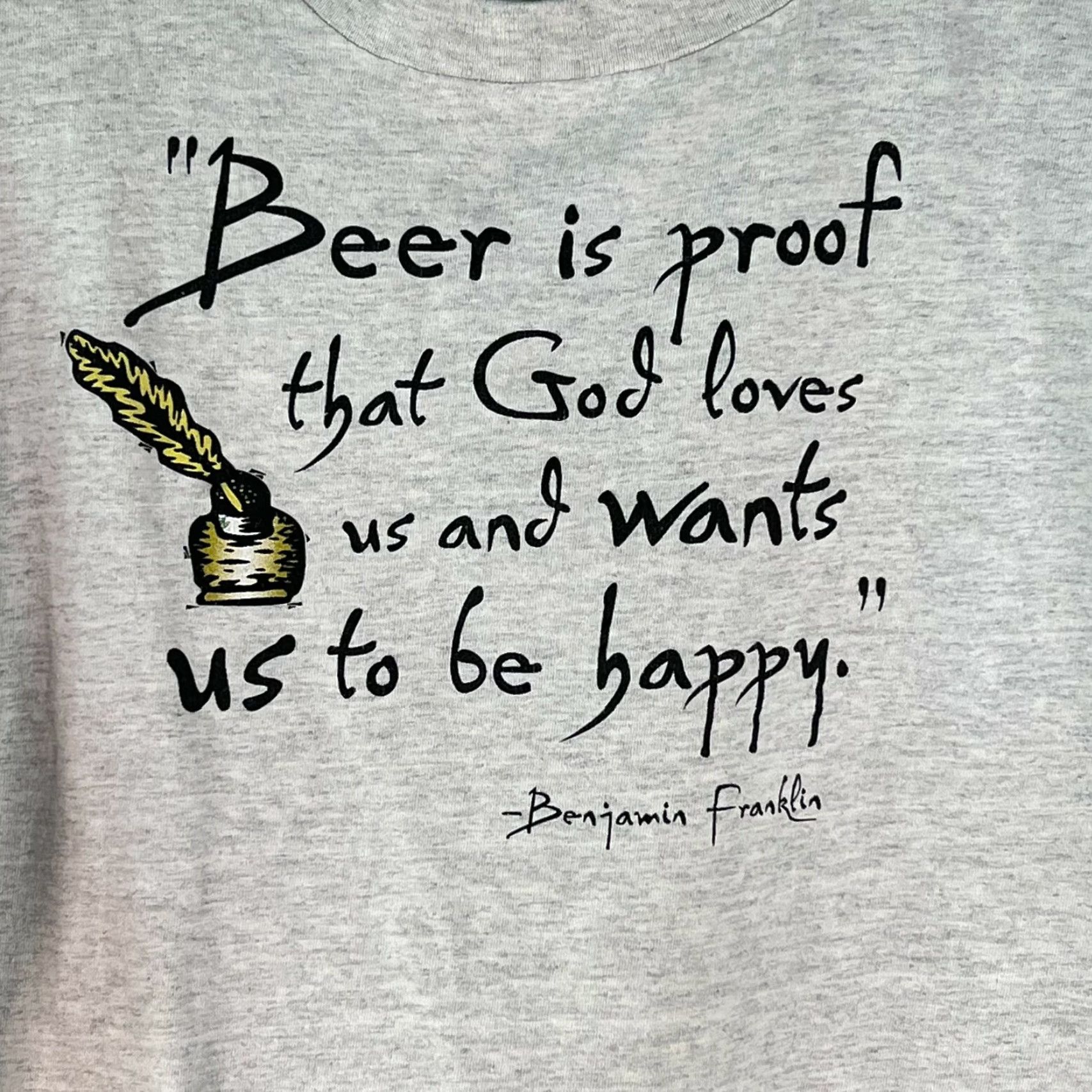 Delta VINTAGE Delta T Gray Adult XL Beer Is Proof That God Loves Us And Wants Us To Be Happy Size US XL / EU 56 / 4 - 3 Thumbnail