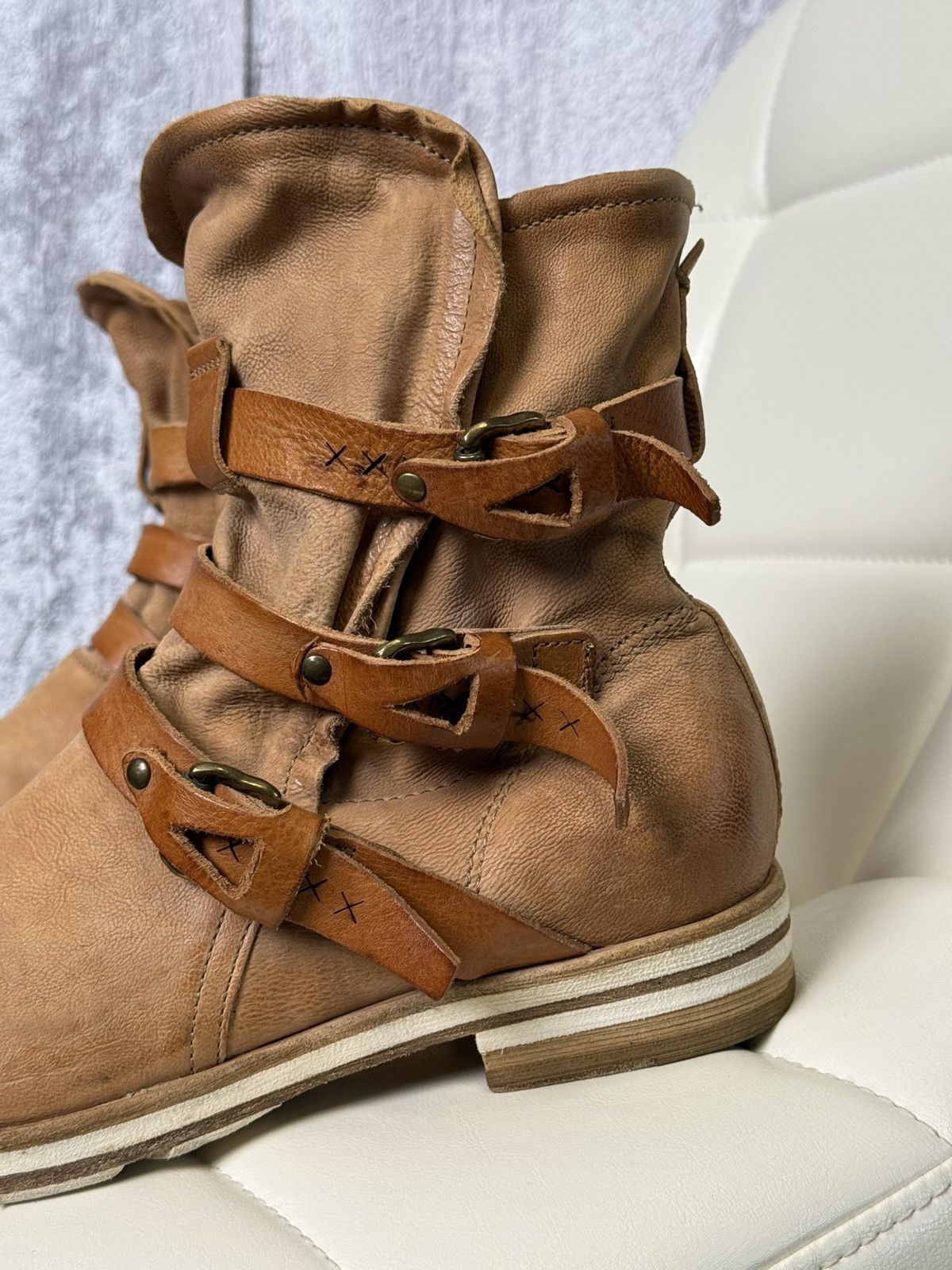 A.S.98 A.S.98 Airstep Brown Leather Strap Buckle Avant-Garde Boots Size US 10 / EU 43 - 4 Thumbnail