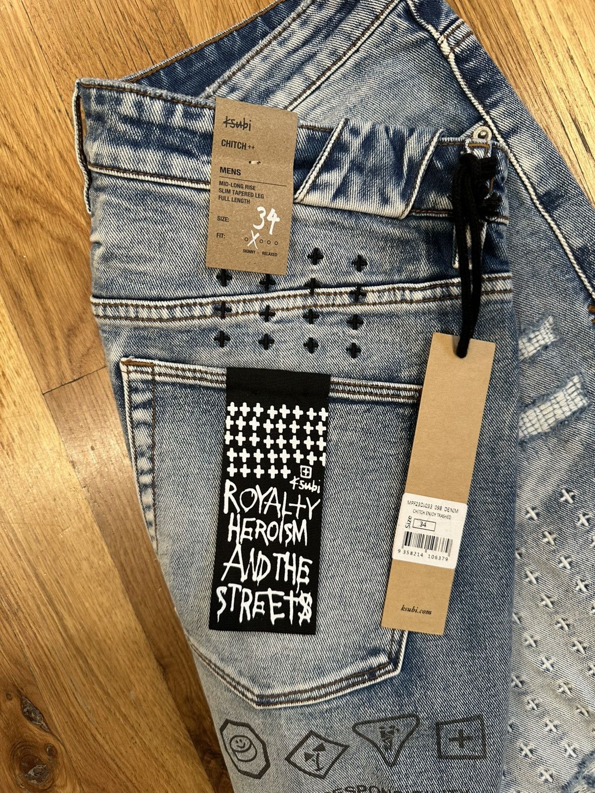 Ksubi Ksubi Knee Crosses Blue Denim Jeans Size 34 Size US 34 / EU 50 - 4 Thumbnail