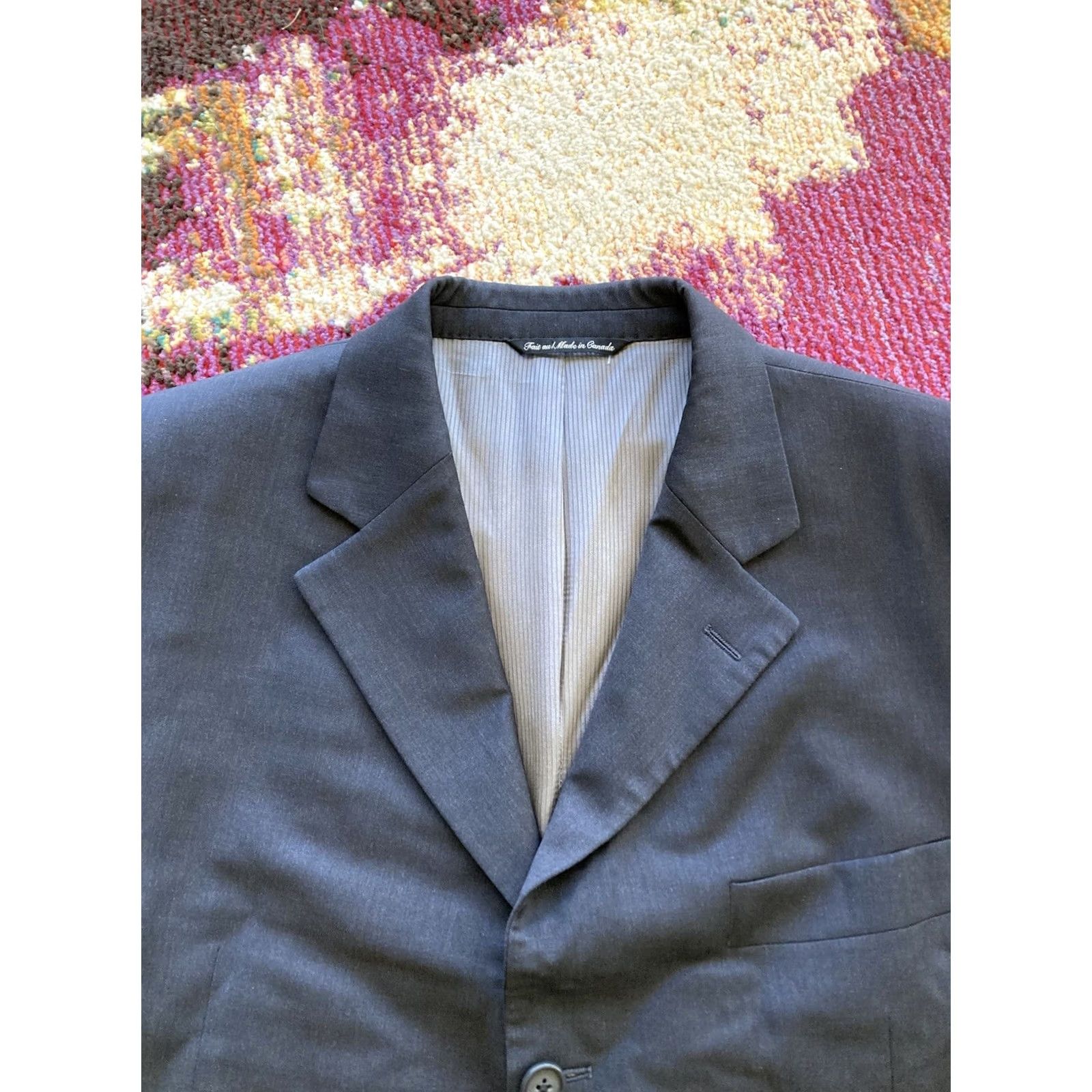 Jack Victor Jack Victor Mens 41R Charcoal Gray Wool 3 Button Jacket Size 42R - 4 Thumbnail