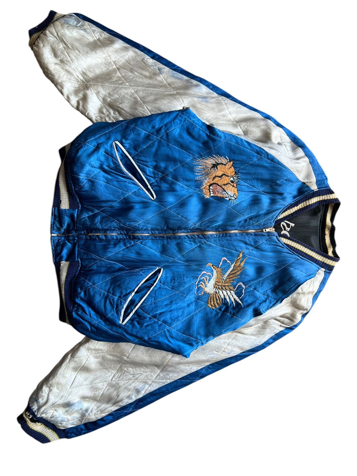 Vintage 🔥 50s WWII SUKAJAN SOUVENIR ANIMAL MOTIVE BOMBER JACKET Size US L / EU 52-54 / 3 - 4 Thumbnail