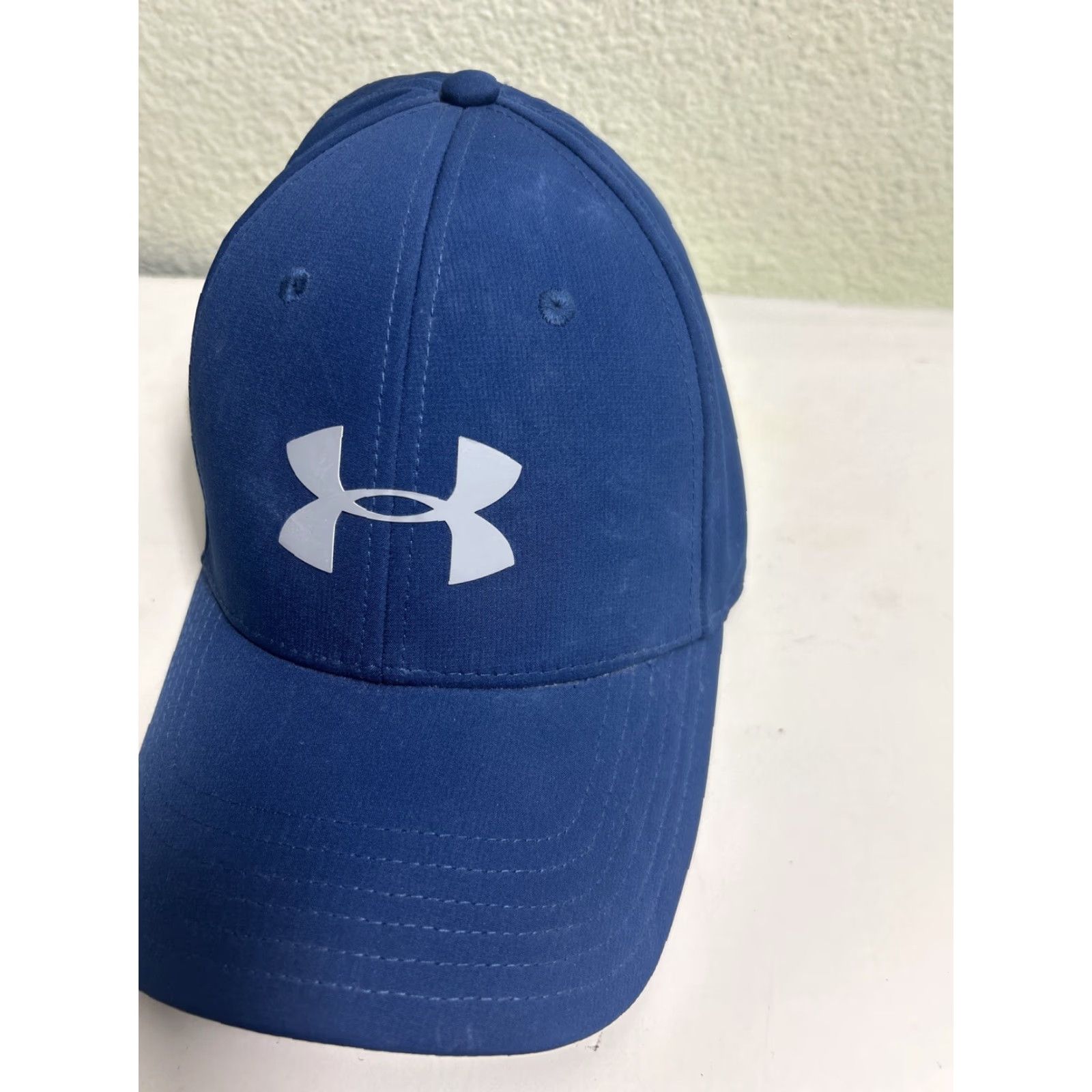 Under Armour UNDER ARMOUR Hat Mens Flex Fitted L/XL Navy Blue White Embroidered Logos UA Blitzing Moisture Wicking Breathable Stretch HeatGear Sweatband Size ONE SIZE - 3 Thumbnail
