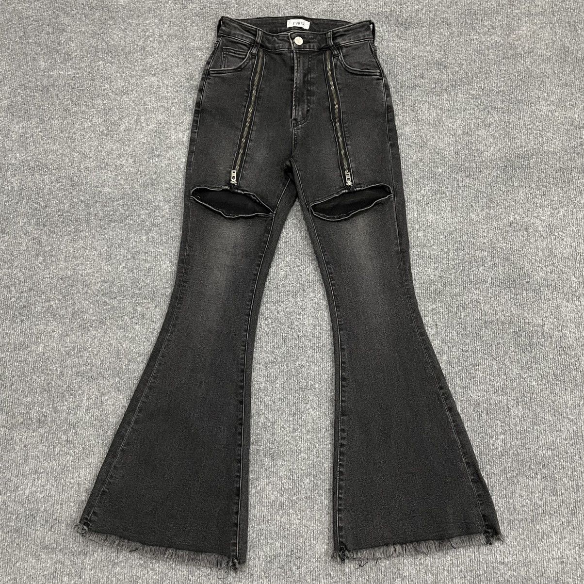 Japanese Brand Japanese Evris High Waist Black Denim Flared Pants Size 24" / US 00 / IT 34 - 2 Thumbnail