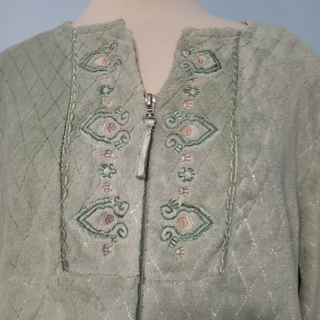 Oscar De La Renta Vintage Oscar Dela Renta Full Zip Night Robe Maxi Mint Green Size S / US 4 / IT 40 - 7 Thumbnail