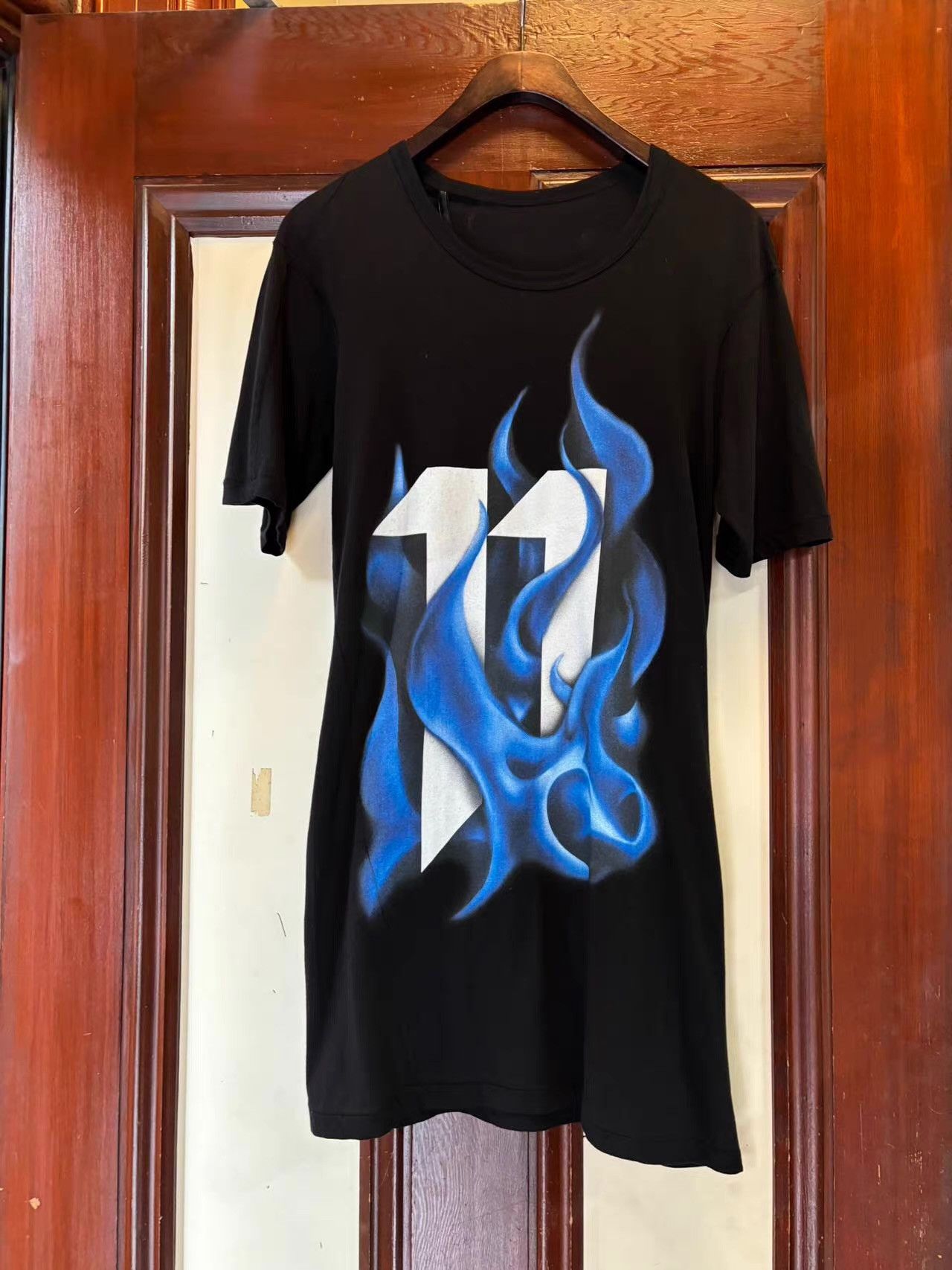 11 By Boris Bidjan Saberi 11byBBS 17AW TS1 Black Flame‑Print Short‑Sleeve Tee Ｑ25 Size US M / EU 48-50 / 2 - 1 Thumbnail