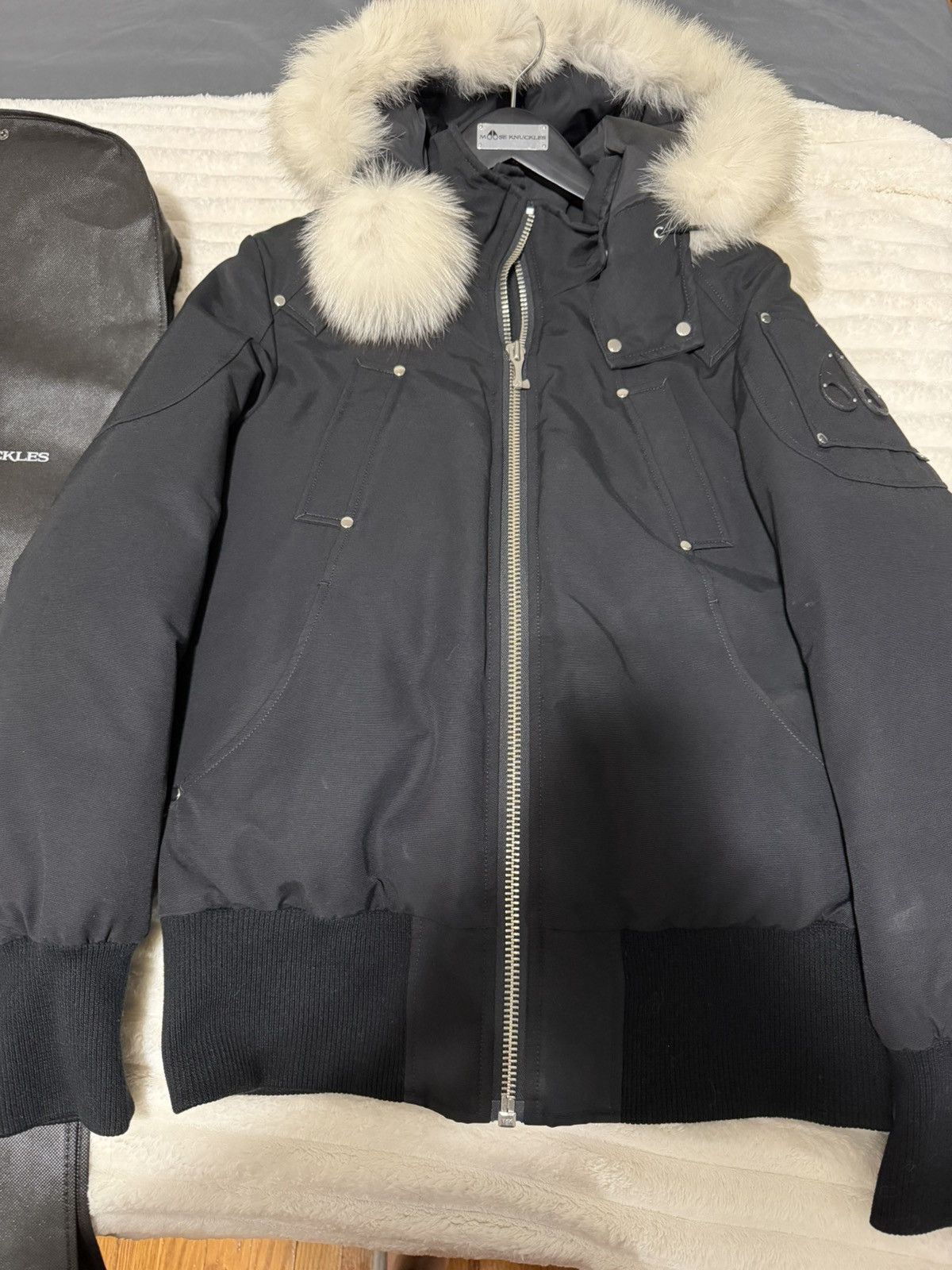 Moose Knuckles Moose Knuckles Black Bomber Jacket Size L / US 10 / IT 46 - 3 Thumbnail