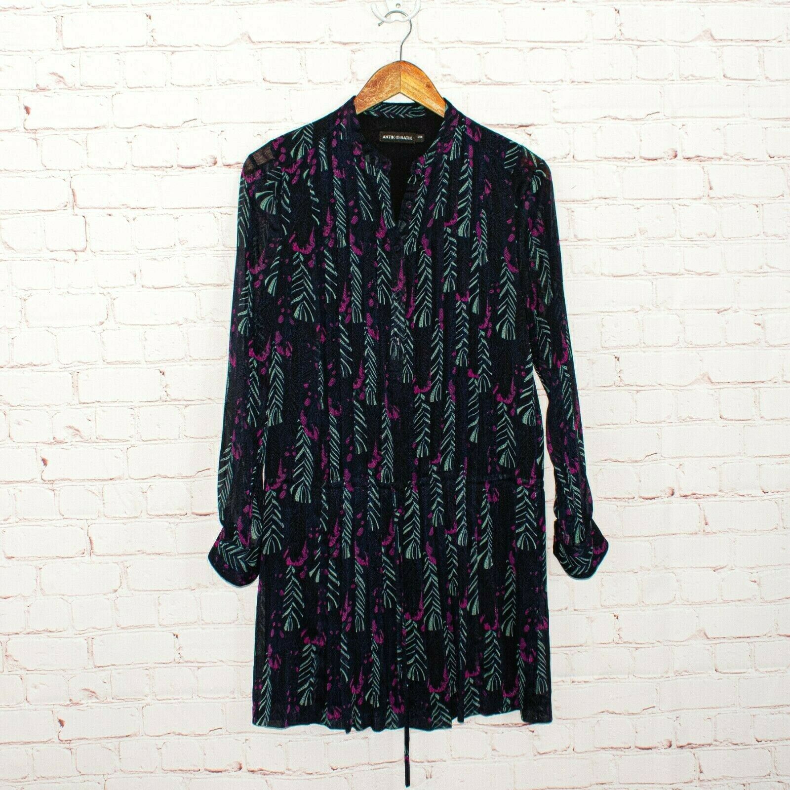 Antik Batik ANTIK BATIK Flint Mini Dress Silk Blue Black Print Sz Small Size S / US 4 / IT 40 - 6 Thumbnail