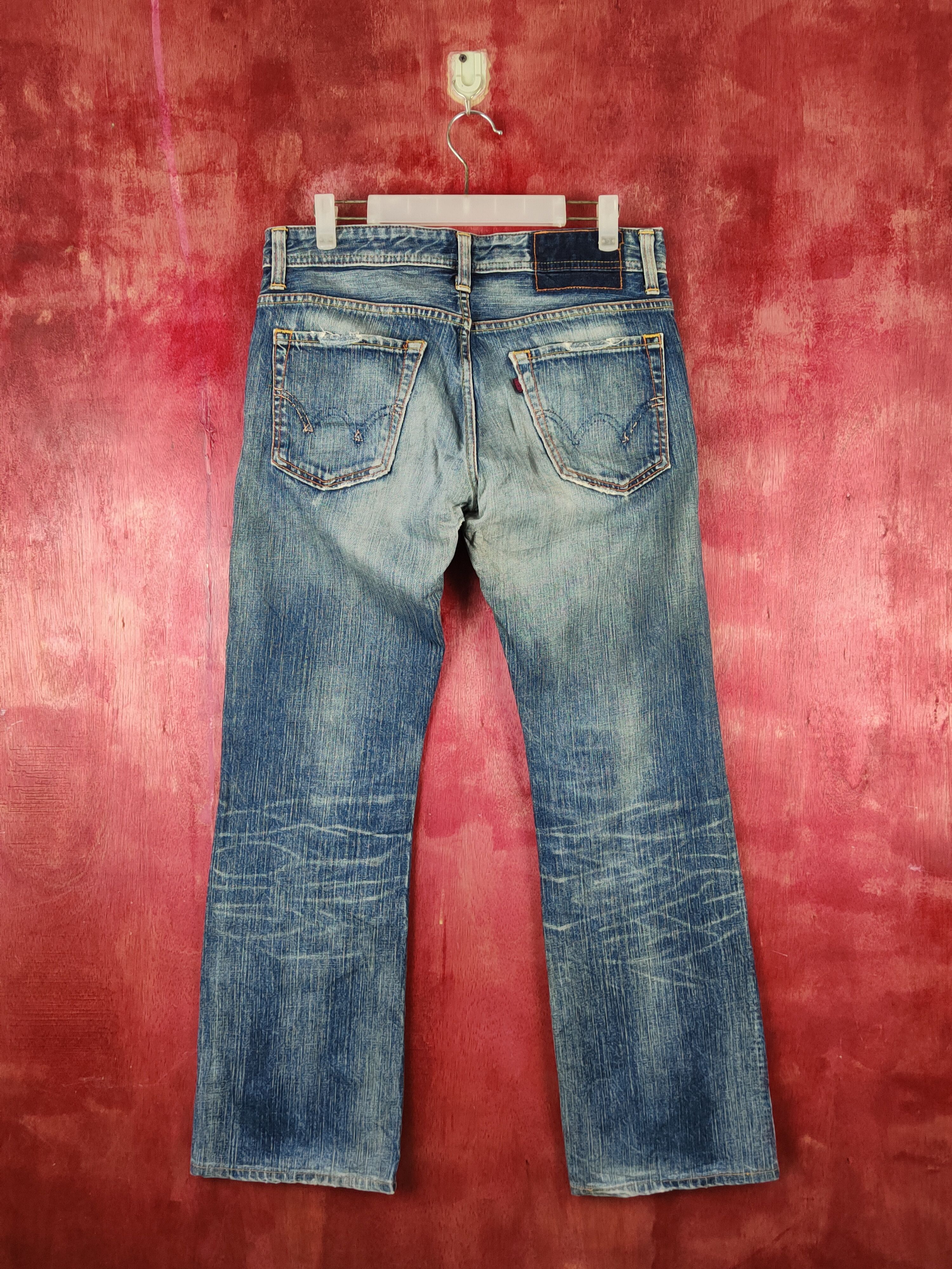 Edwin Edwin Dark Blue Faded Distressed Ripped Jeans #S2241 Size US 30 / EU 46 - 7 Thumbnail