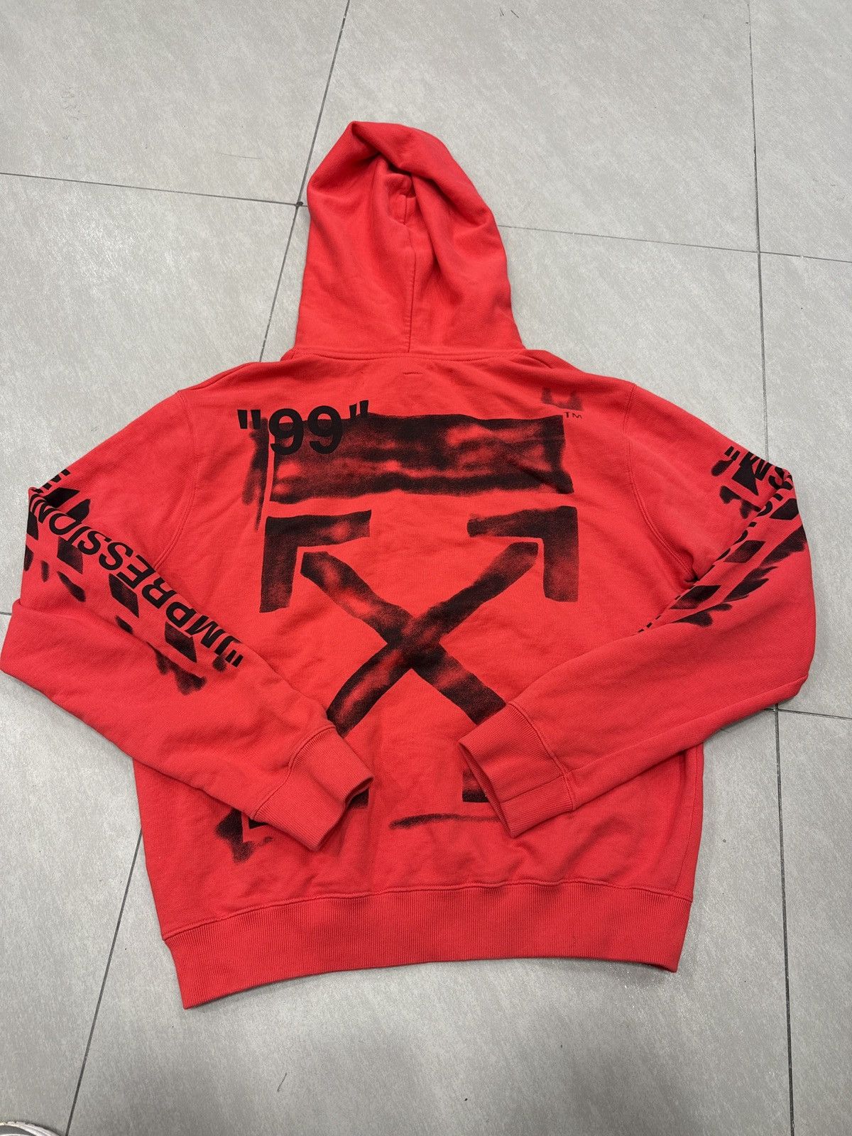 Off-White Off White Diagonal Stencil Hoodie Red Size US XL / EU 56 / 4 - 2 Thumbnail