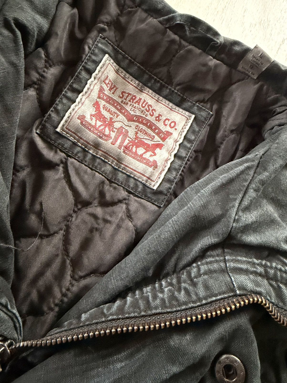 Levi's Levis Jacket Black Military Quilted Lined Cotton Sz L Size US L / EU 52-54 / 3 - 3 Thumbnail