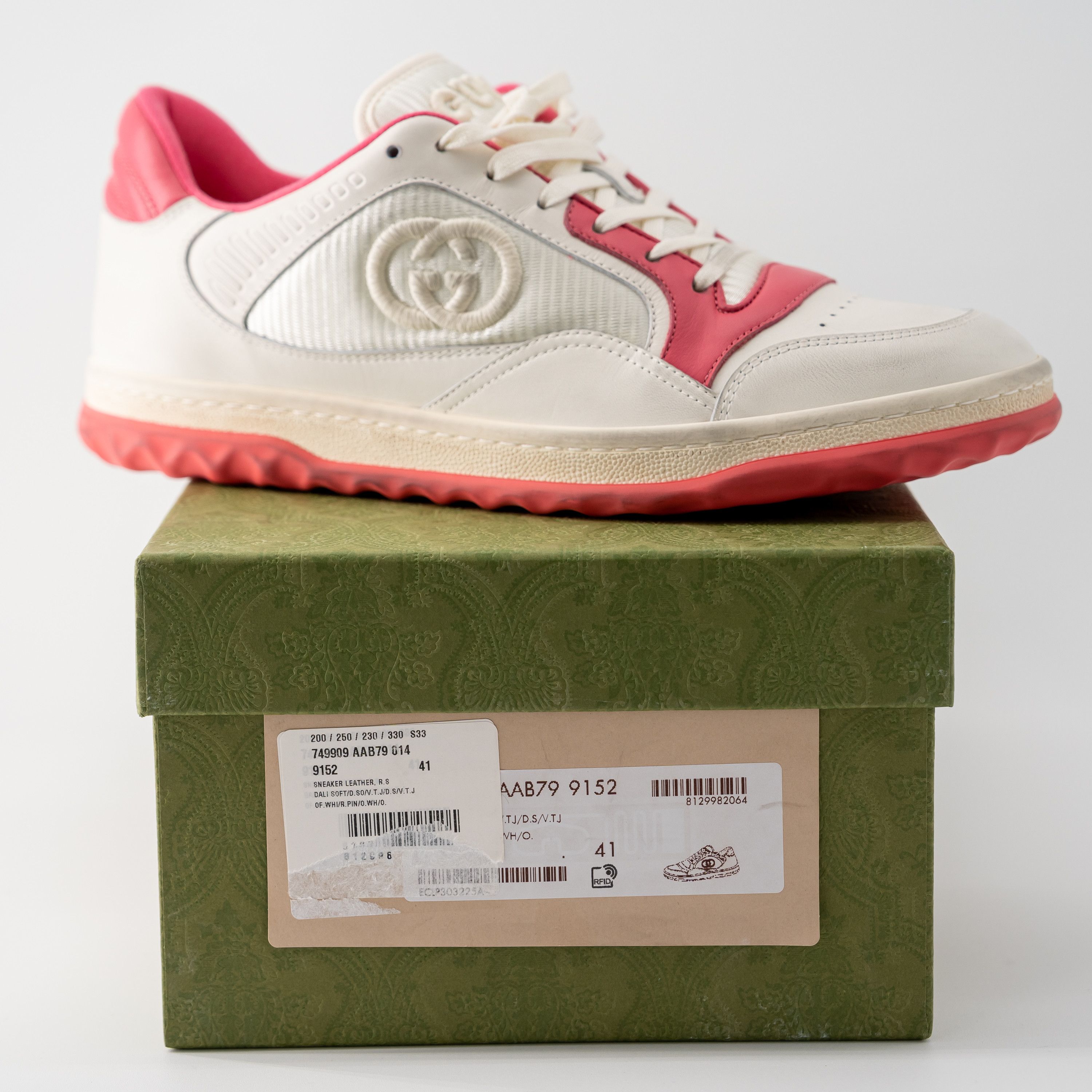 Gucci 41G - Gucci Mac 80 Pink White Sneakers Leather Size US 11 / IT 41 - 10 Thumbnail