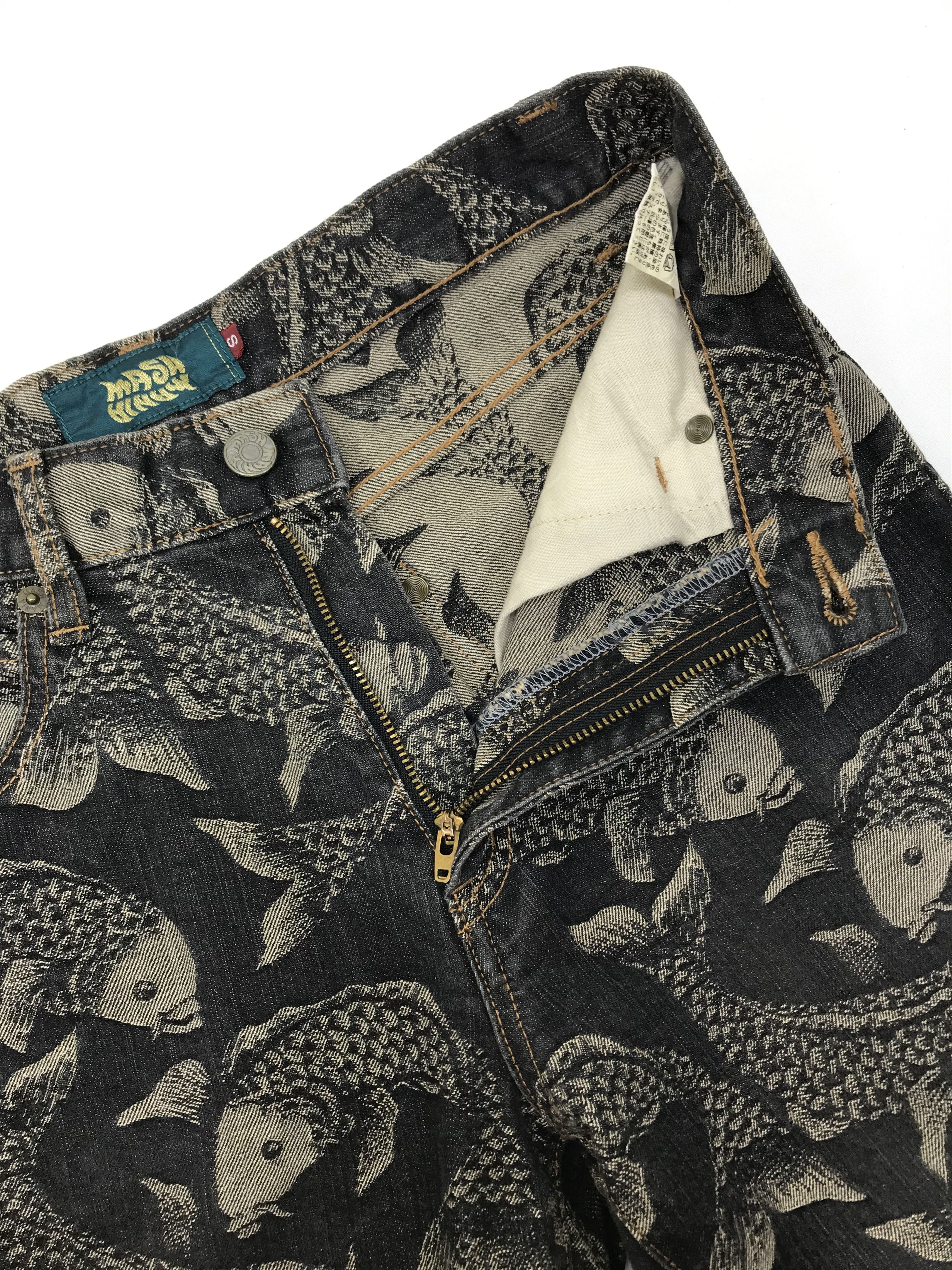 If Six Was Nine Vintage Japanese Art Embroidered Koi Fish Flare Jeans Size US 29 - 9 Thumbnail