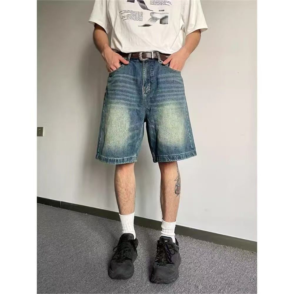 Japanese Brand × Jean Street washed retro distressed straight denim shorts y2k Size US 32 / EU 48 - 1 Thumbnail