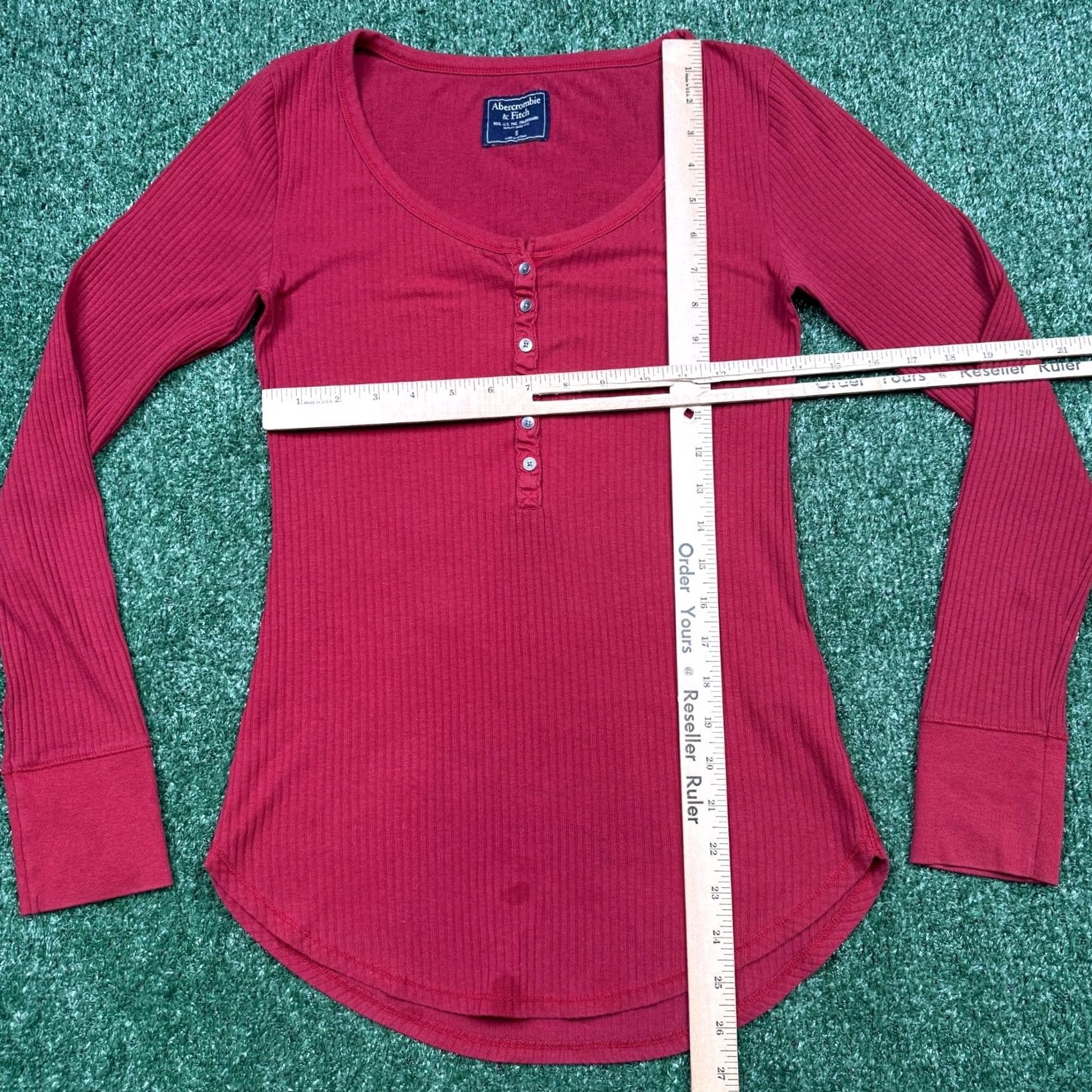 Abercrombie & Fitch VINTAGE Abercrombie & Fitch Women's Shirt S Red Long Sleeve Henley Size S / US 4 / IT 40 - 5 Thumbnail
