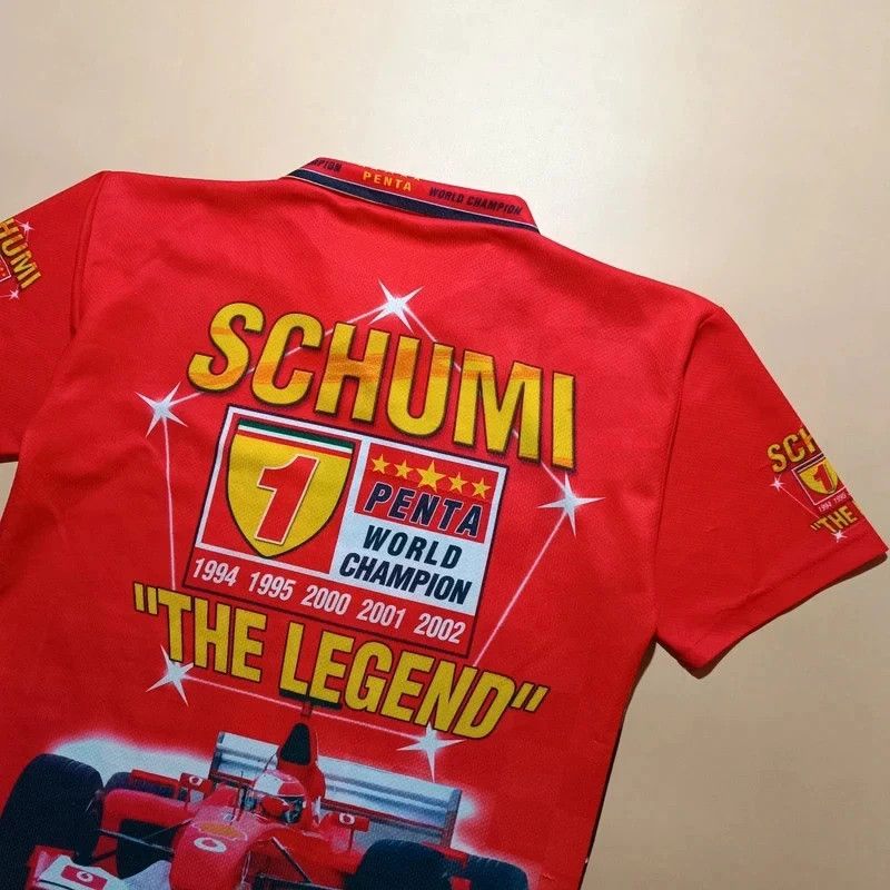 Ferrari Vintage Ferrari F1 Schumacher Red Polo Big Graphic Print L Size US L / EU 52-54 / 3 - 10 Thumbnail