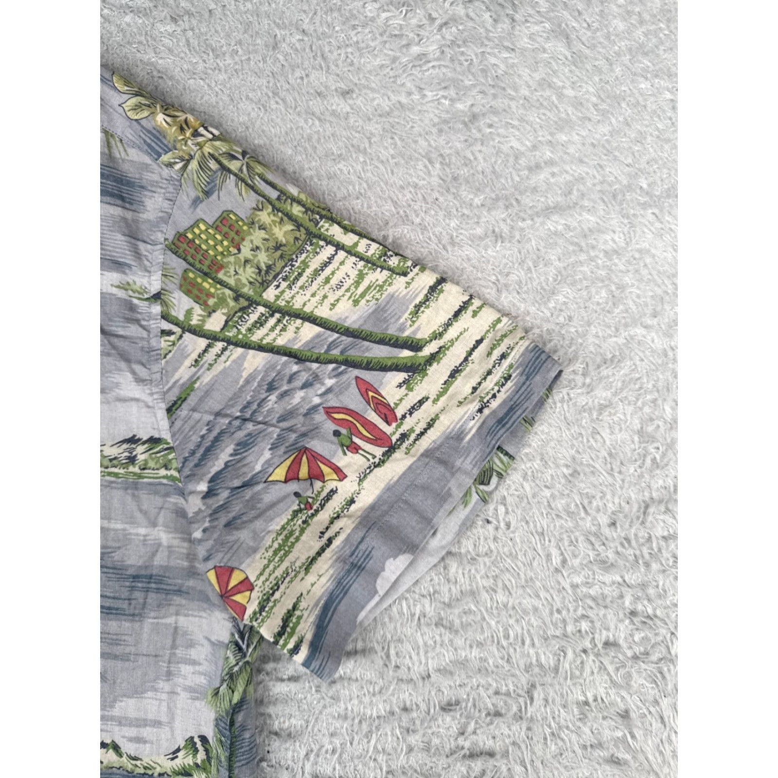 J.Crew J.Crew Shirt Men Medium Gray Green Palm Sailboat Hawaiian 100% Cotton Slim Size US M / EU 48-50 / 2 - 2 Thumbnail