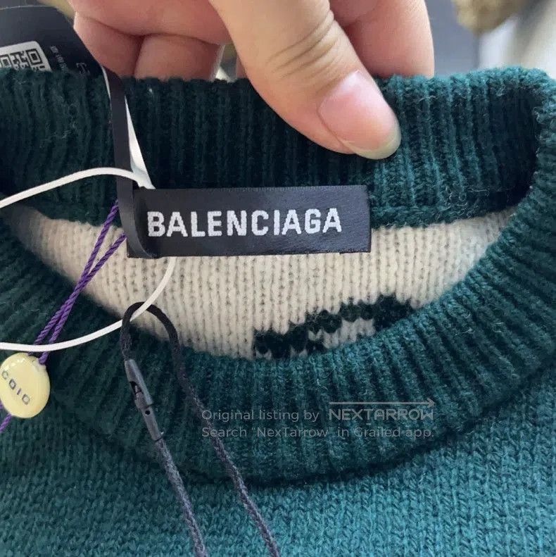 Balenciaga Balenciaga Green Logo Crewneck Sweater. Size US S / EU 44-46 / 1 - 4 Thumbnail