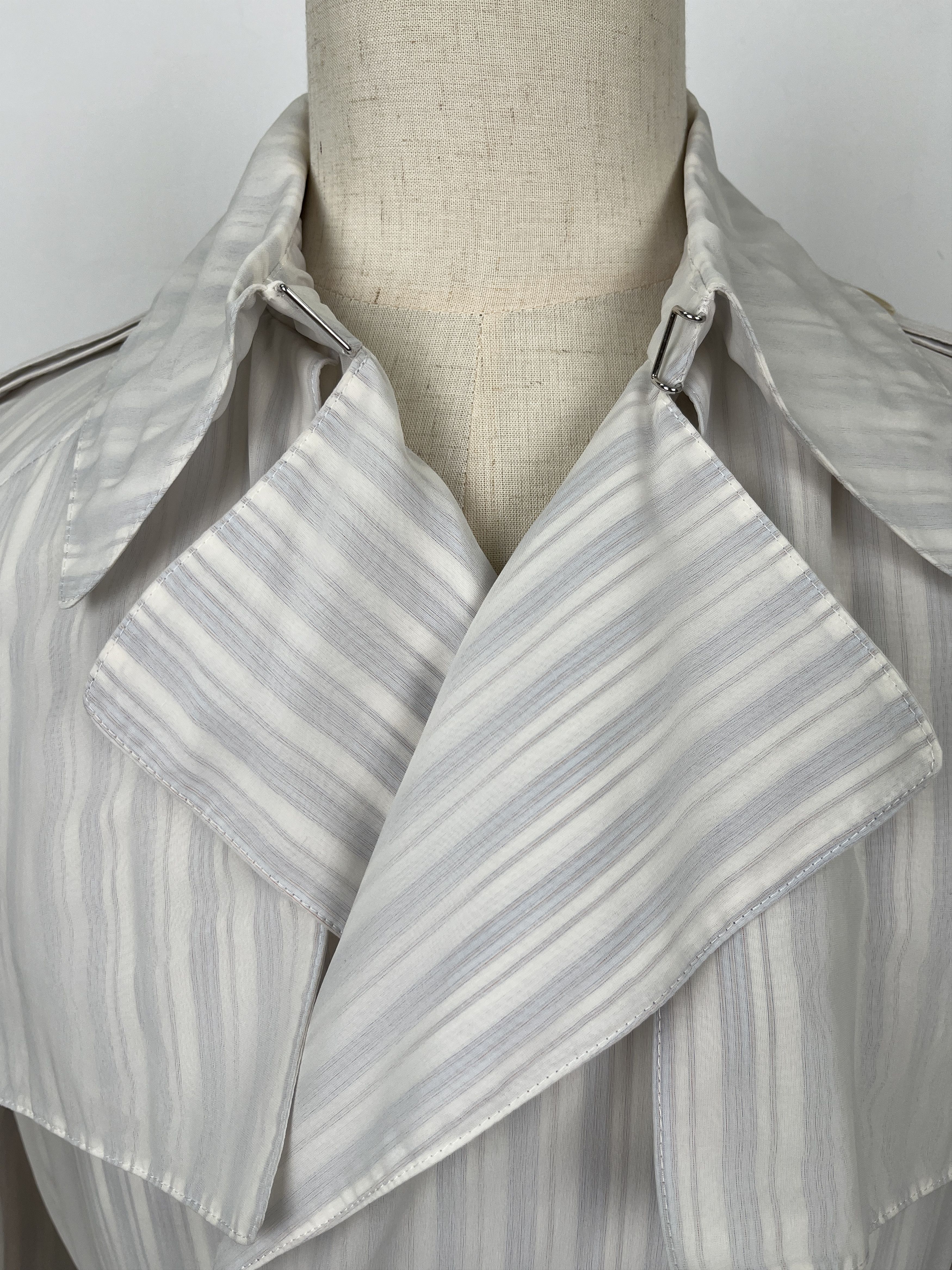 Dior Dior Homme White And Light Blue Striped Light Trench Coat Size US S / EU 44-46 / 1 - 3 Thumbnail