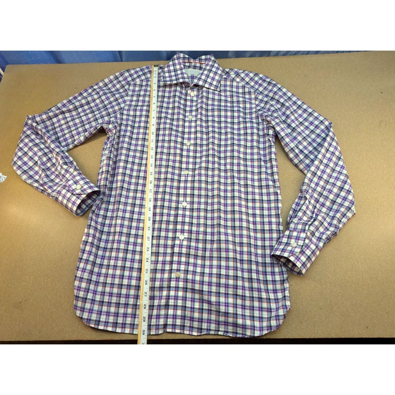 Eton ETON Button-Up Shirt Mens 15.5 Long Sleeve Check Cotton Canvas Casual Regular Size 39 Multicolor Mens Size US L / EU 52-54 / 3 - 3 Thumbnail