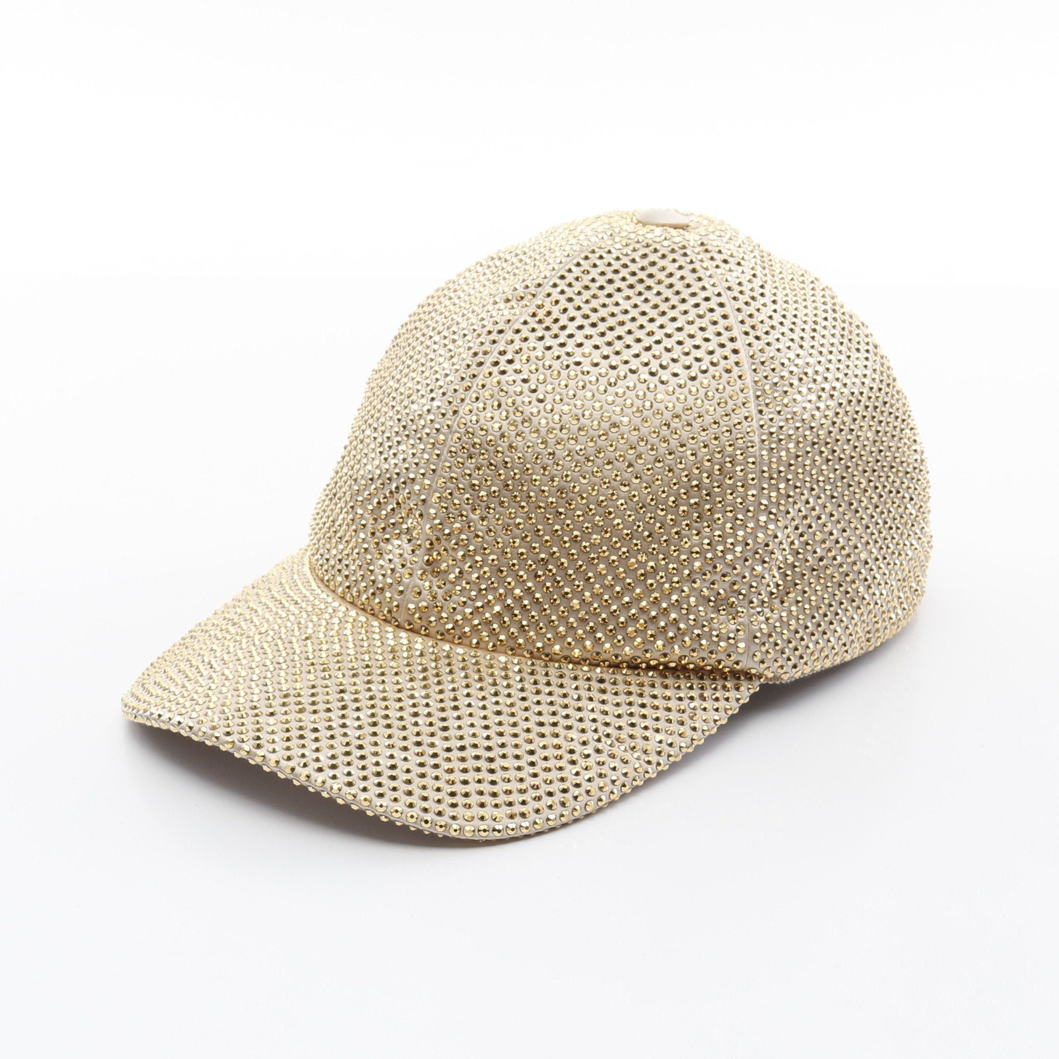Prada Prada Baseball Cap Viscose Silk Gold Rhinestone Prada Logo Plate Size ONE SIZE - 1 Thumbnail