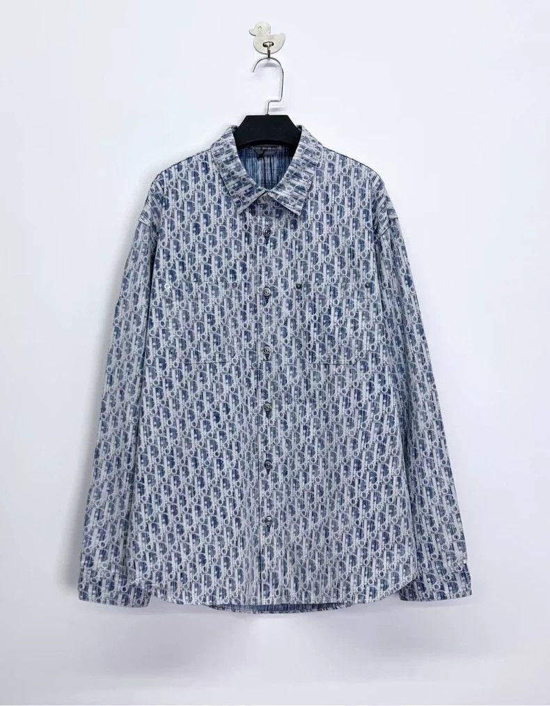 Dior Dior Oblique Blue White Denim Jacket Size US XL / EU 56 / 4 - 1 Thumbnail