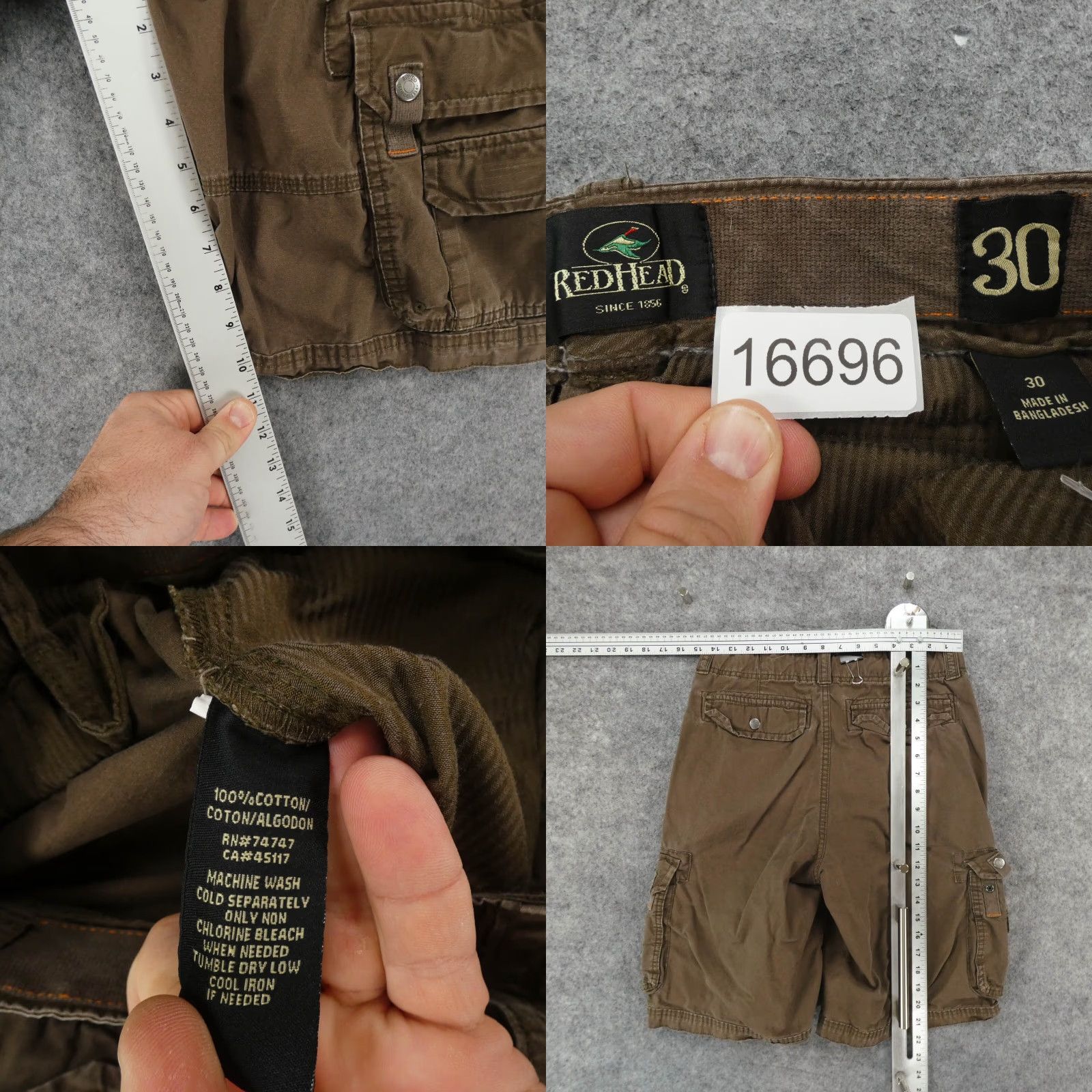 Vintage RedHead Cargo Shorts Mens 30 Brown Flat Front Casual Outdoors 30 Size US 30 / EU 46 - 8 Thumbnail
