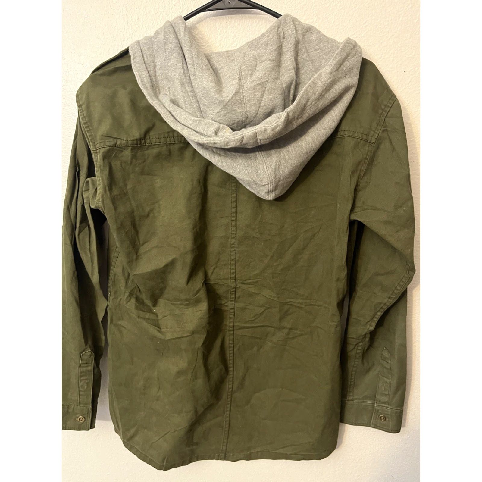 H&M VINTAGE H&M Womens Military Style Cargo Jacket Short Cotton Denim Fall Spring Casual 80s Army Green Hooded Size 4 Women Size S / US 4 / IT 40 - 2 Thumbnail