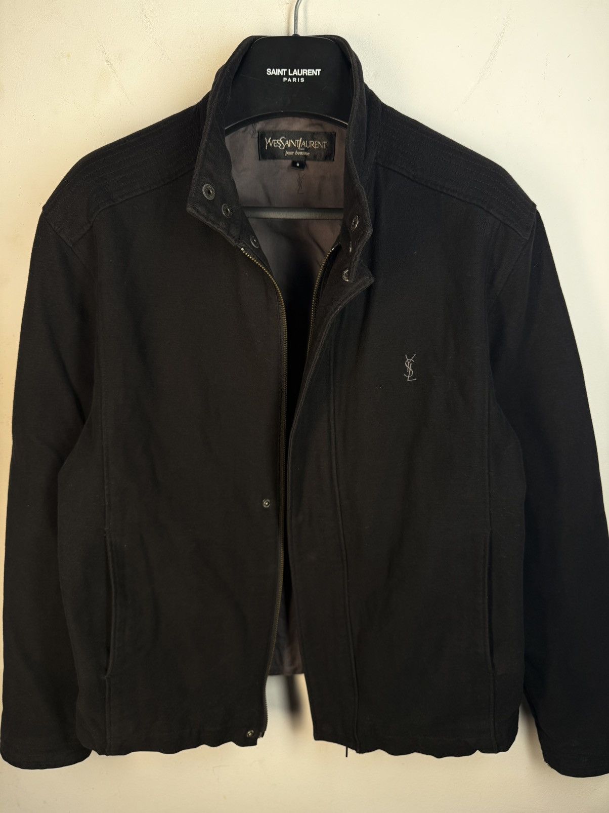 Yves Saint Laurent Black YSL Jacket Cotton Monogram Classic Bomber Zip Up Size US S / EU 44-46 / 1 - 5 Thumbnail