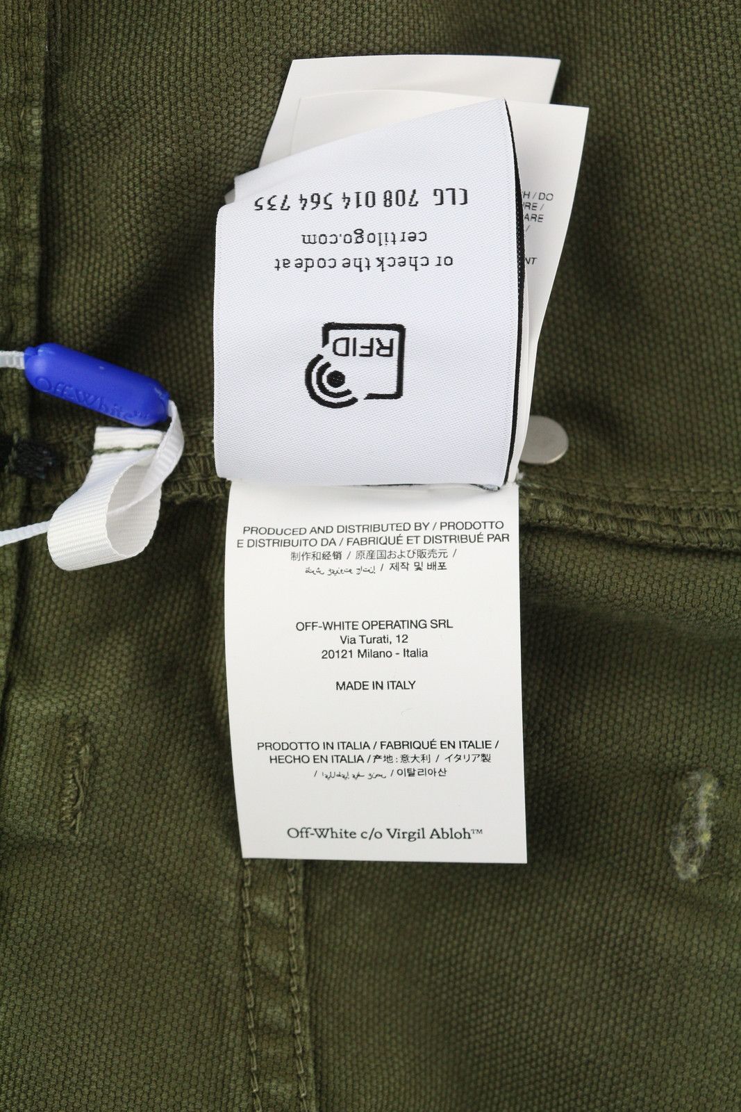 Off-White GARMDYED CANV RELAX W34 Green Button Fly Straight 84399 Size US 34 / EU 50 - 11 Thumbnail