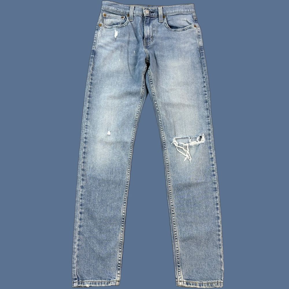 Levi's Levi's 512 Jeans Mens 28x32 Light Wash Denim Slim Taper Fit Distressed Flex Jeans Size US 28 / EU 44 - 1 Thumbnail