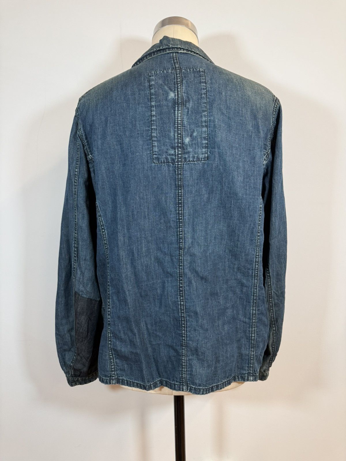Yves Saint Laurent YSL SS2007 Cotton-Linen Denim Patchwork Chore Jacket - IT 54 Size US L / EU 52-54 / 3 - 3 Thumbnail