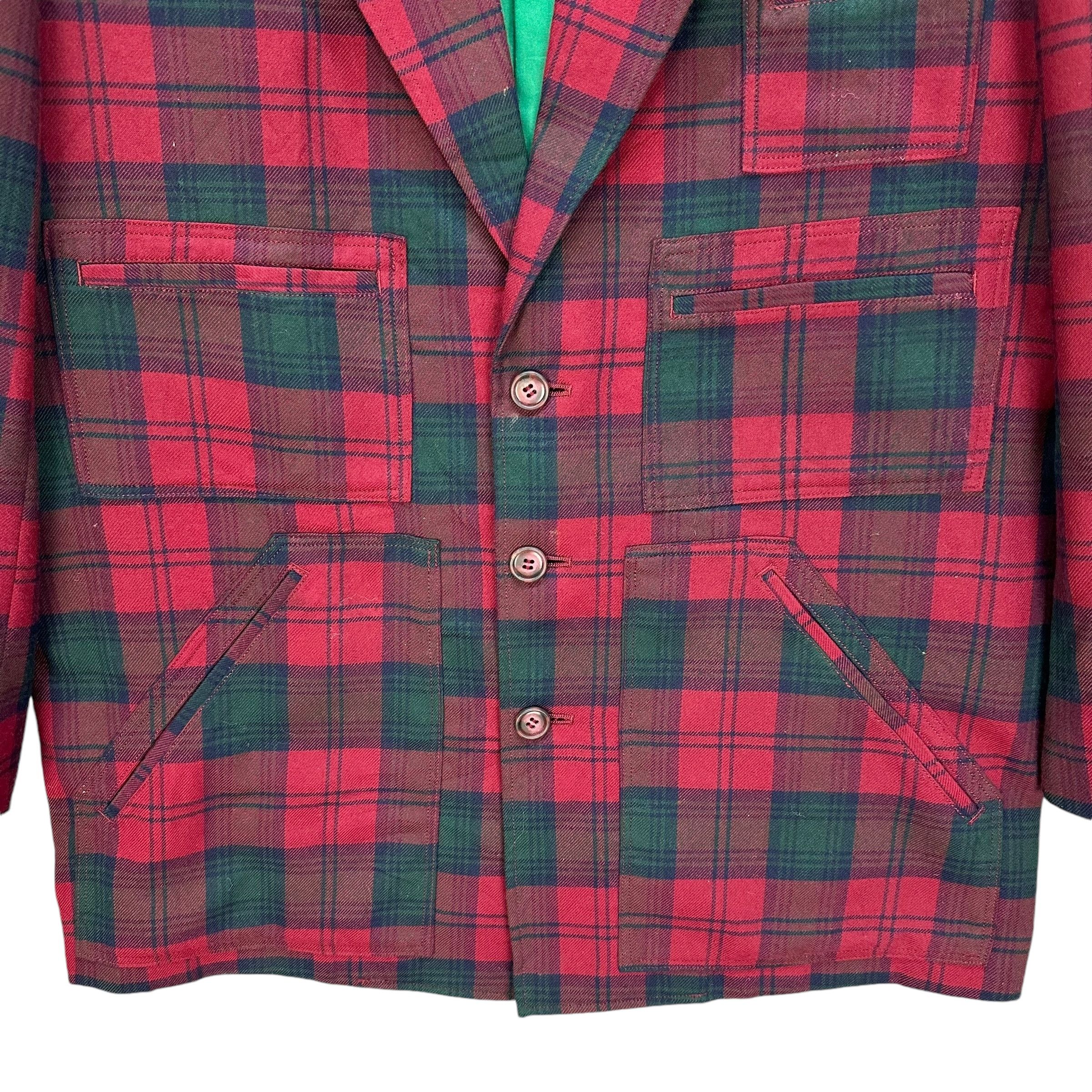 Japanese Brand MILK BOY Red Tartan Multipocket Work Casual Jacket #A53-1227 Size US L / EU 52-54 / 3 - 4 Thumbnail