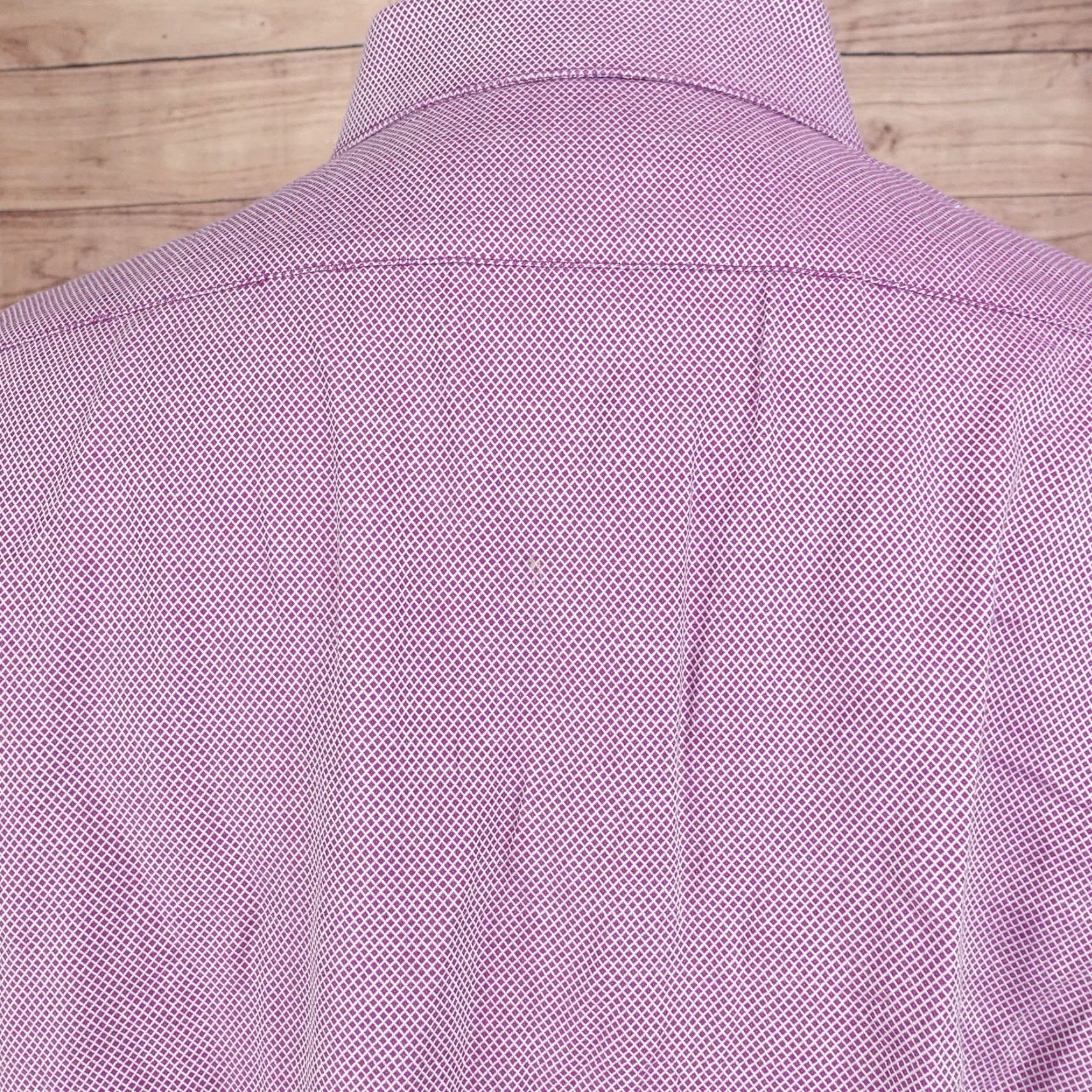 Vintage Vintage Penguin by Munsingwear Men's Slim Fit Dress Shirt Purple Check 16.5 Long Sleeve Size 42R - 5 Thumbnail