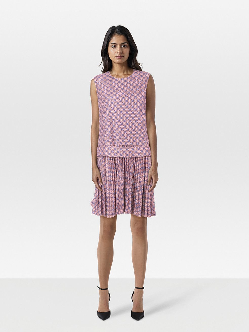 ワンピース VICTORIA BECKHAM LIGHT PINK DAMASK DRESS WITH GATHERING Victoria Beckham Light Pink Damask Dress With Gathering