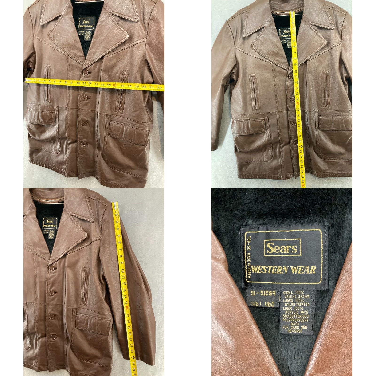 Sears Leather Rockabilly Jacket Mens XL Size US XS / EU 42 / 0 - 2 Thumbnail