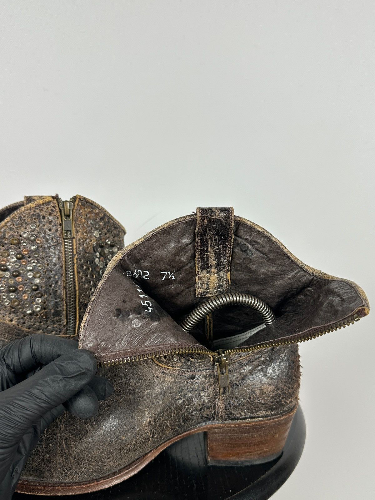 Sendra Sendra 8602 Brown Leather Studded Cowboy Biker Ankle Boots Size US 7.5 / IT 37.5 - 23 Thumbnail