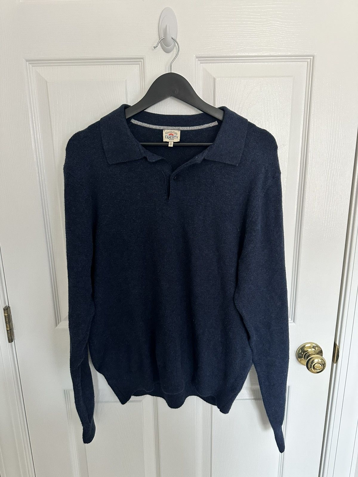 Faherty Faherty Long Sleeve Polo Navy - Medium Size US M / EU 48-50 / 2 - 1 Thumbnail