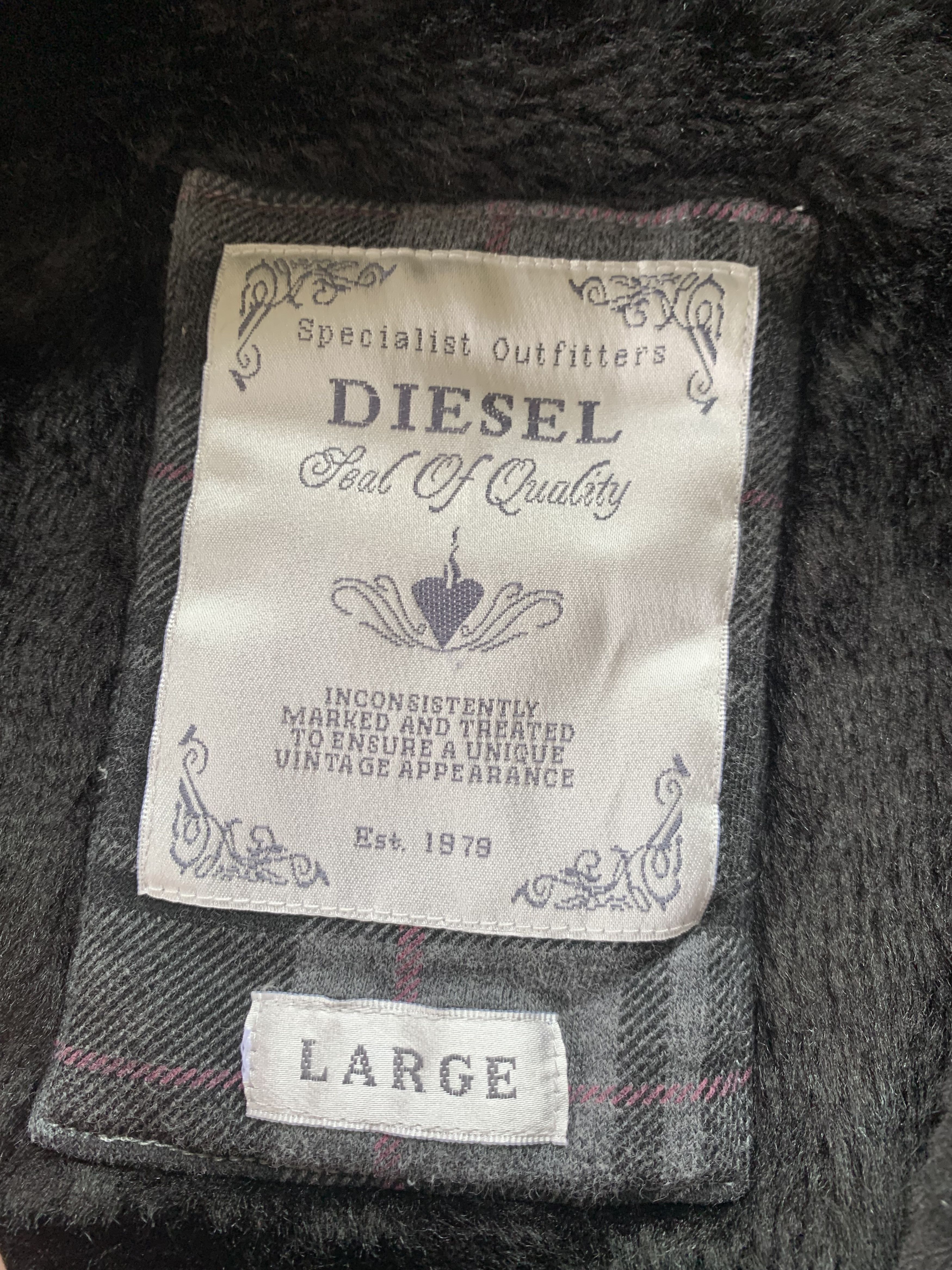 Diesel × Vintage Vintage Diesel Heavy Full Zip Hoodie Size L / US 10 / IT 46 - 6 Thumbnail