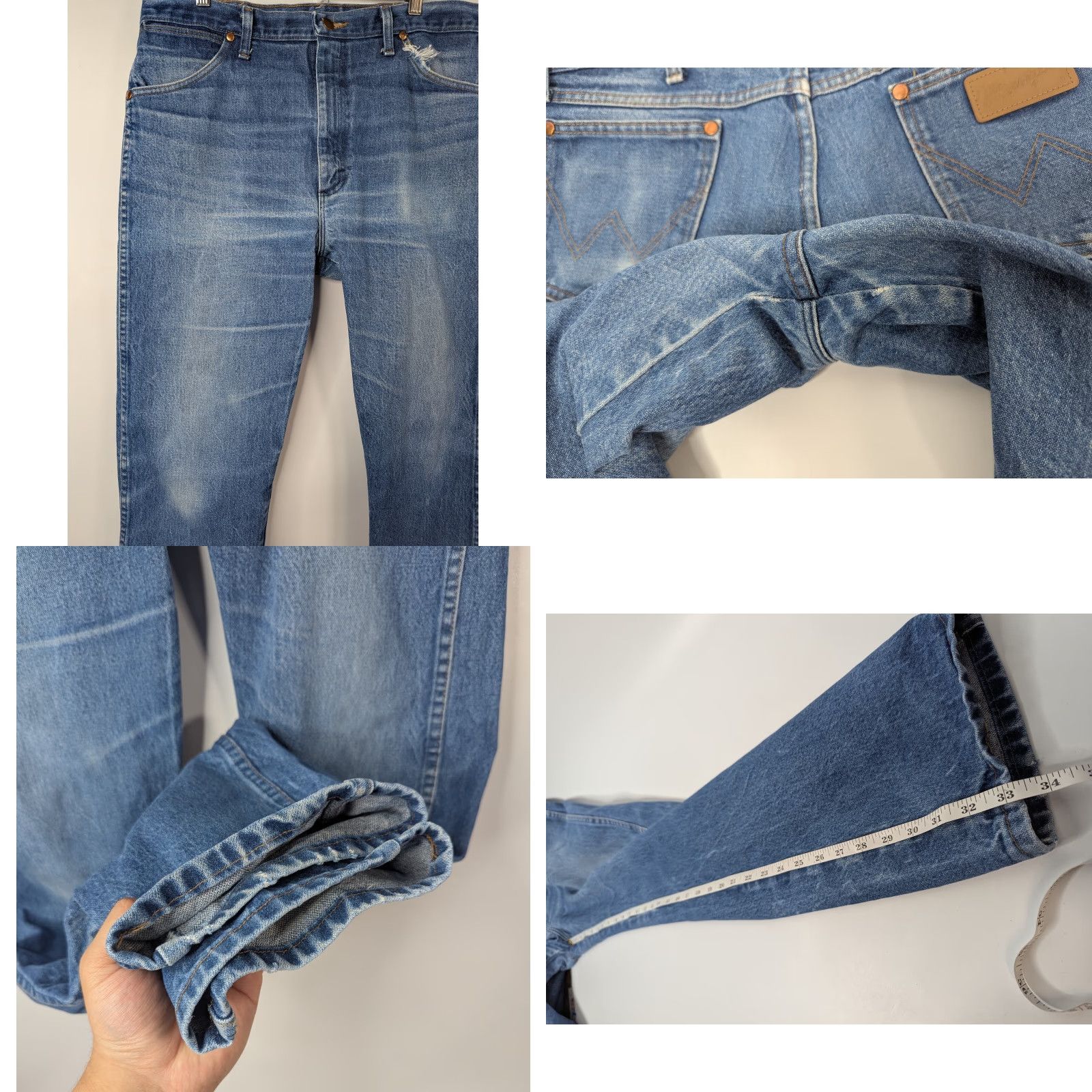Wrangler Vintage Wrangler Jeans Men's 36x34 Cowboy Cut Bootcut 13MWZ Original Distressed Denim Blue 5-Pocket Western USA Cowboy Mens Jeans Size US 36 / EU 52 - 8 Thumbnail
