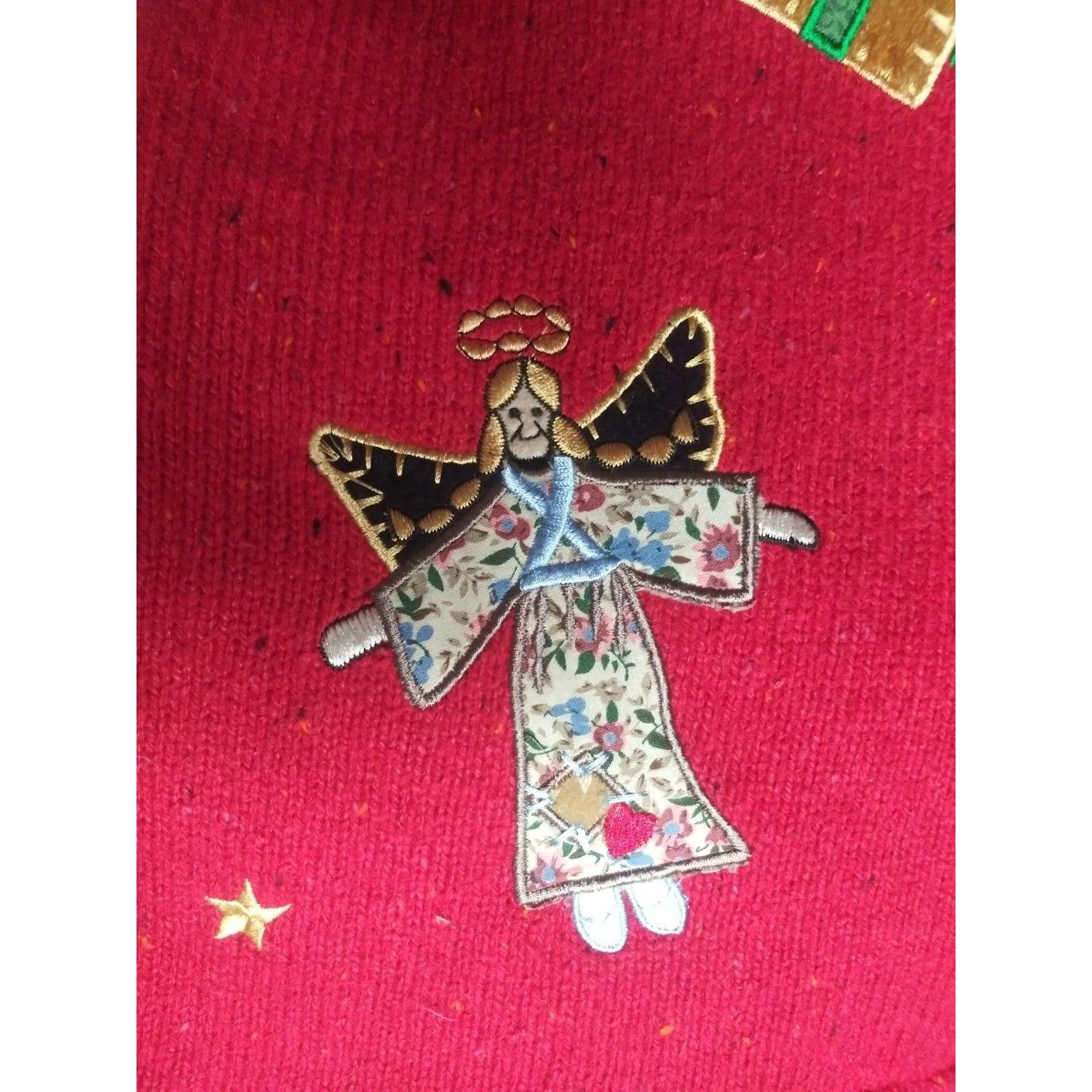 Vintage Victoria Jones Christmas Sweater Vest Red Angels Gift boxes Size L / US 10 / IT 46 - 5 Thumbnail