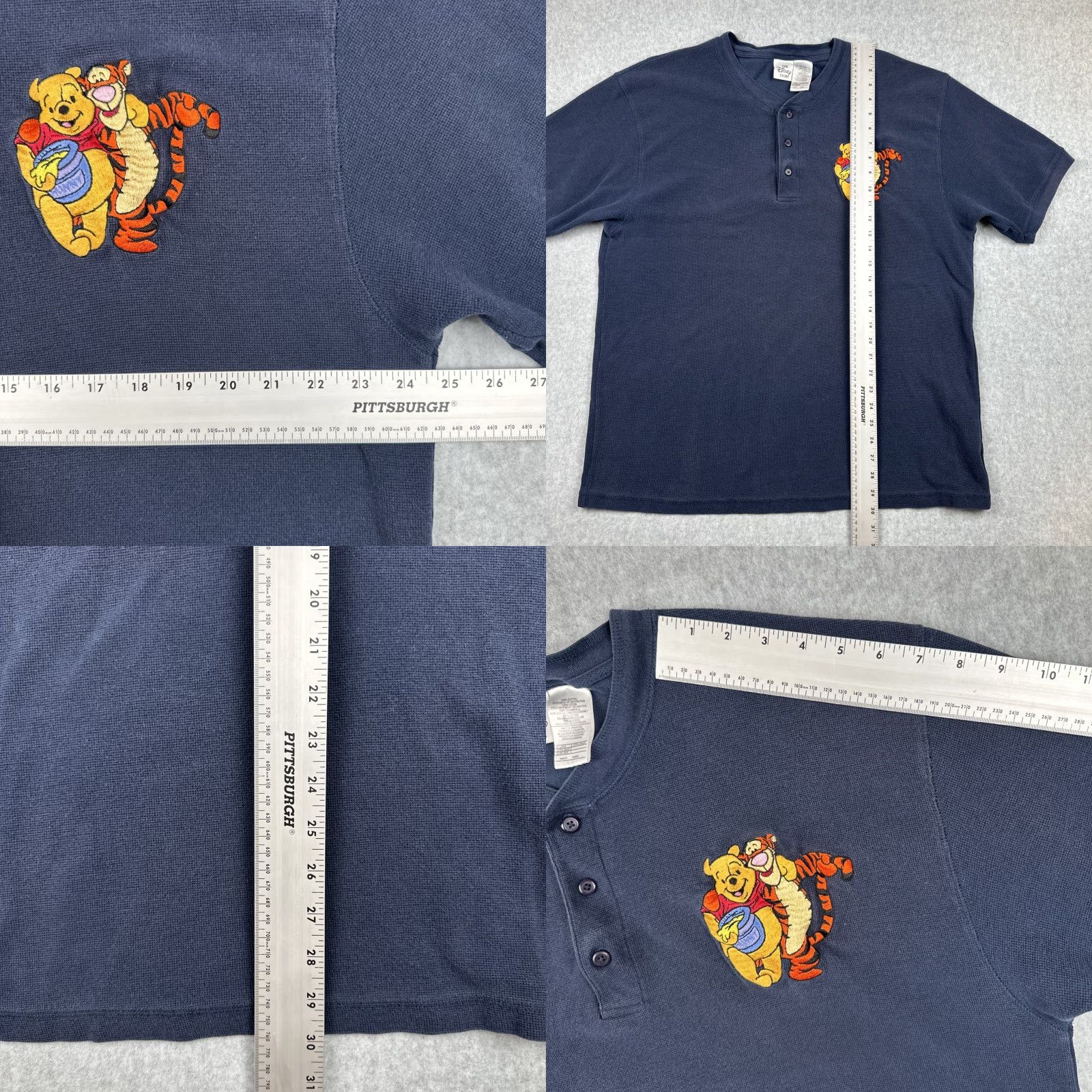 Disney VINTAGE Disney The Disney Store Men’s XL Blue Henley Shirt Embroidered Pooh & Tigger Size US XL / EU 56 / 4 - 8 Thumbnail
