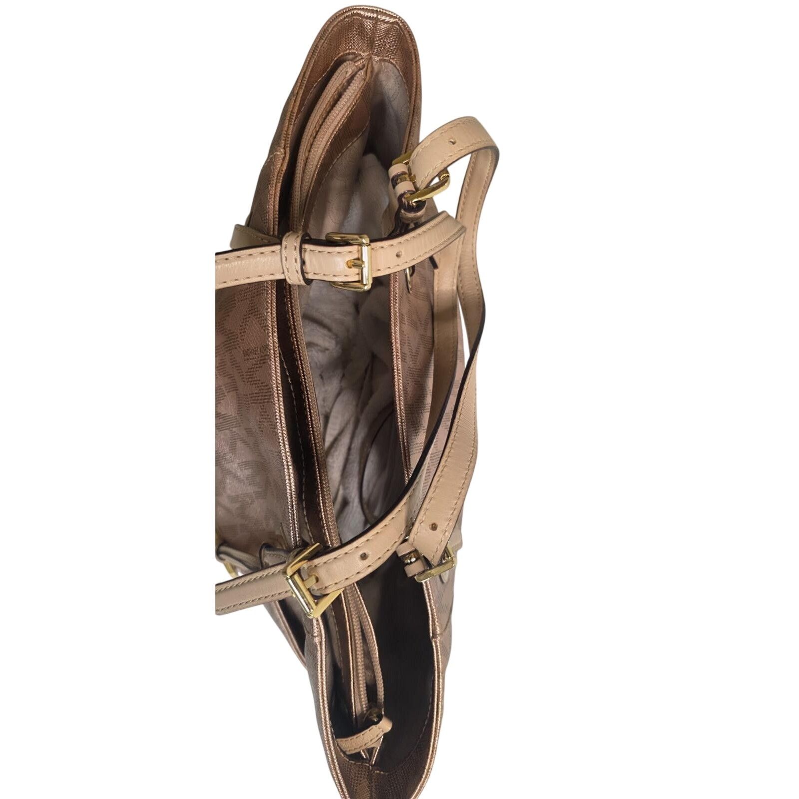 Michael Kors Michael Kors Signature Logo Tote Bag Brown/Gold MK Size ONE SIZE - 8 Thumbnail