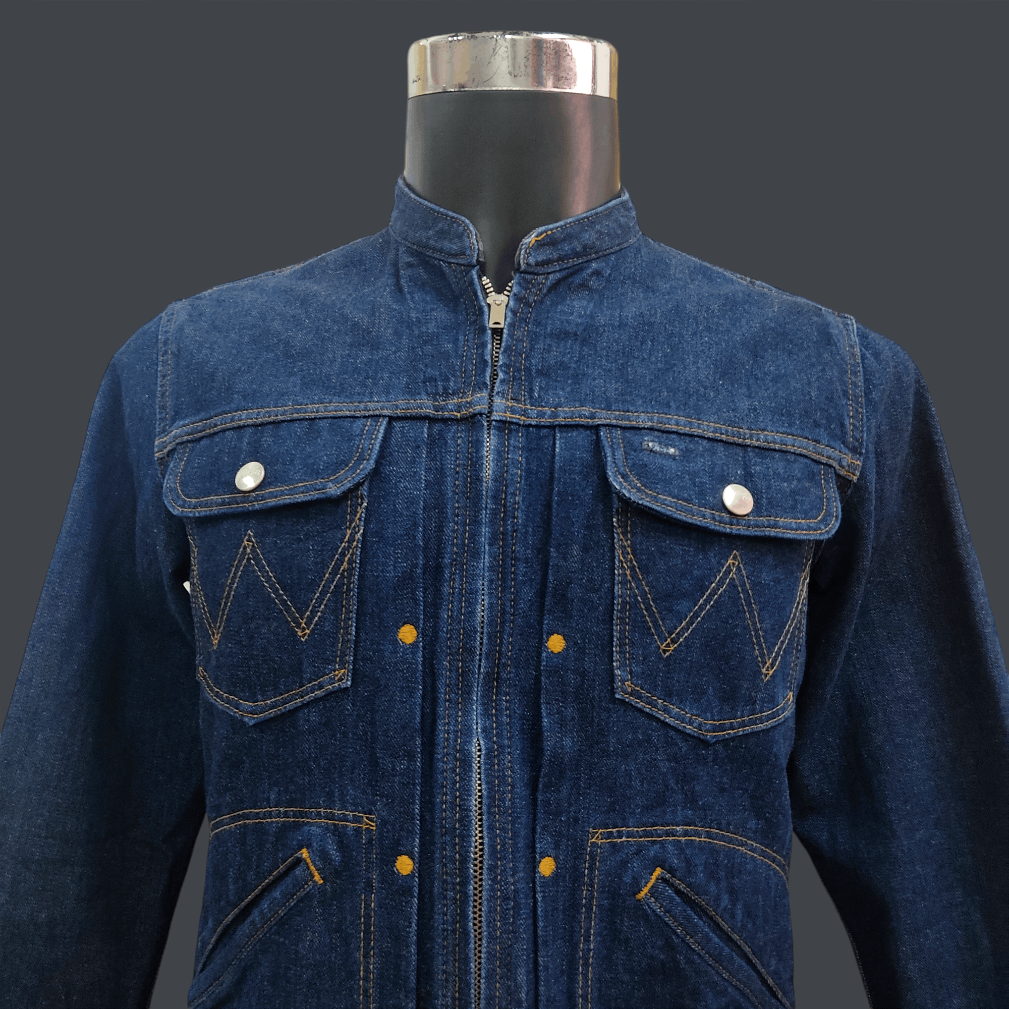 Japan Blue WRANGLER BLUE BELL Collarless Denim Jacket Size US M / EU 48-50 / 2 - 2 Thumbnail