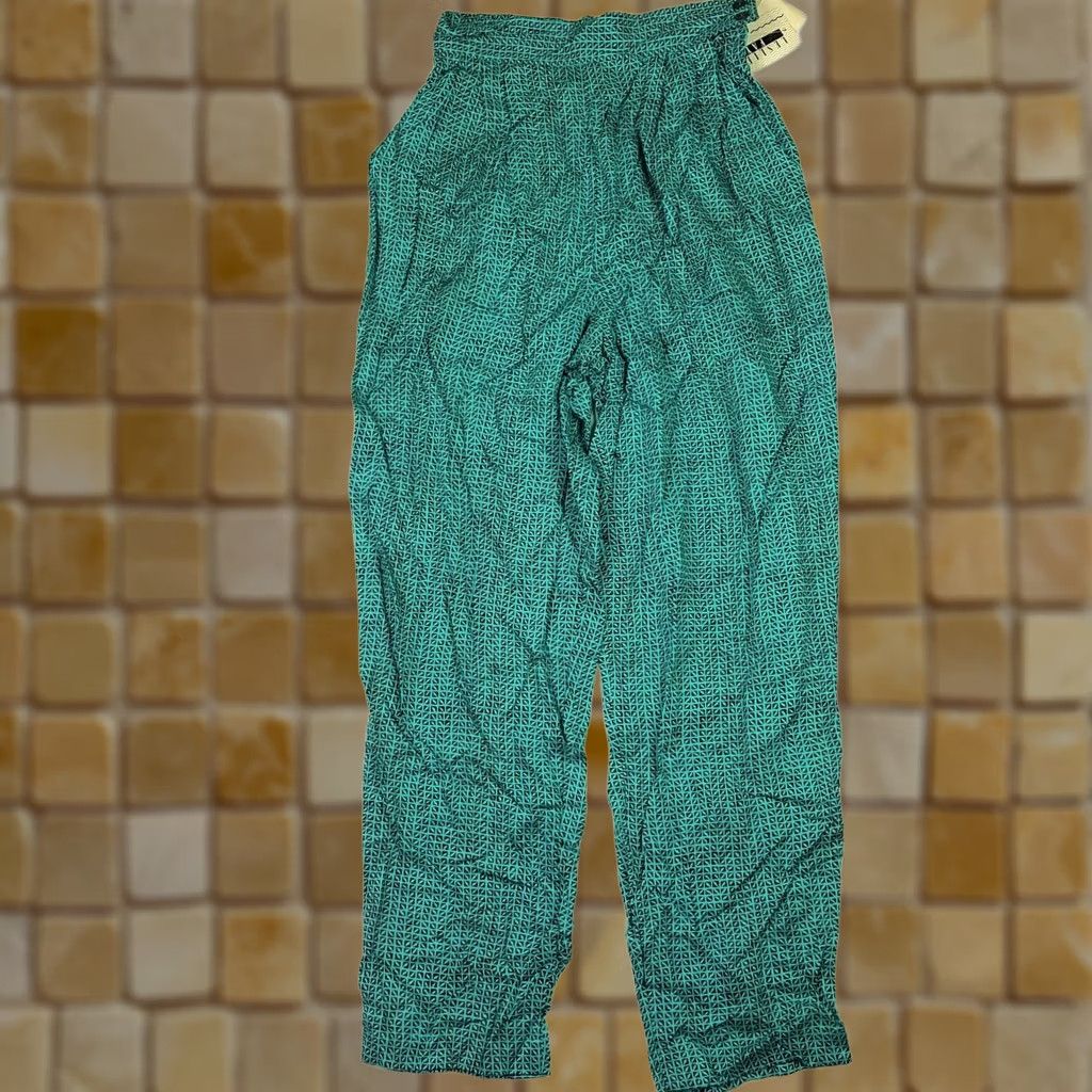 Vintage VINTAGE Leslie Fay 80s Teal Geometric Pants Womens 25x28 Relaxed Tapered Pockets Blue Size 6 Mens Womens Girls Boys Size 28" / US 6 / IT 42 - 1 Thumbnail