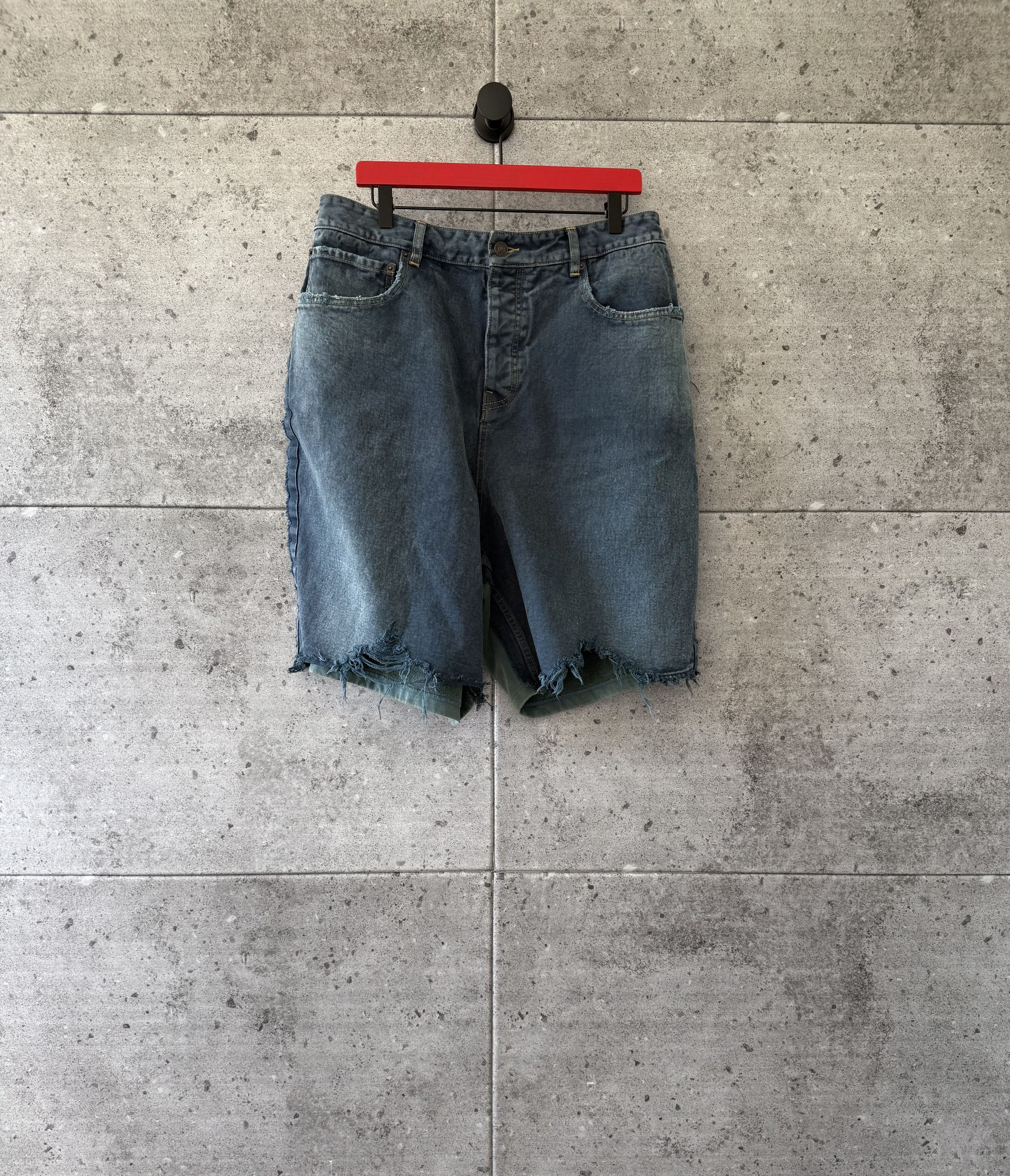Balenciaga sample hybrid denim sweatpants shorts