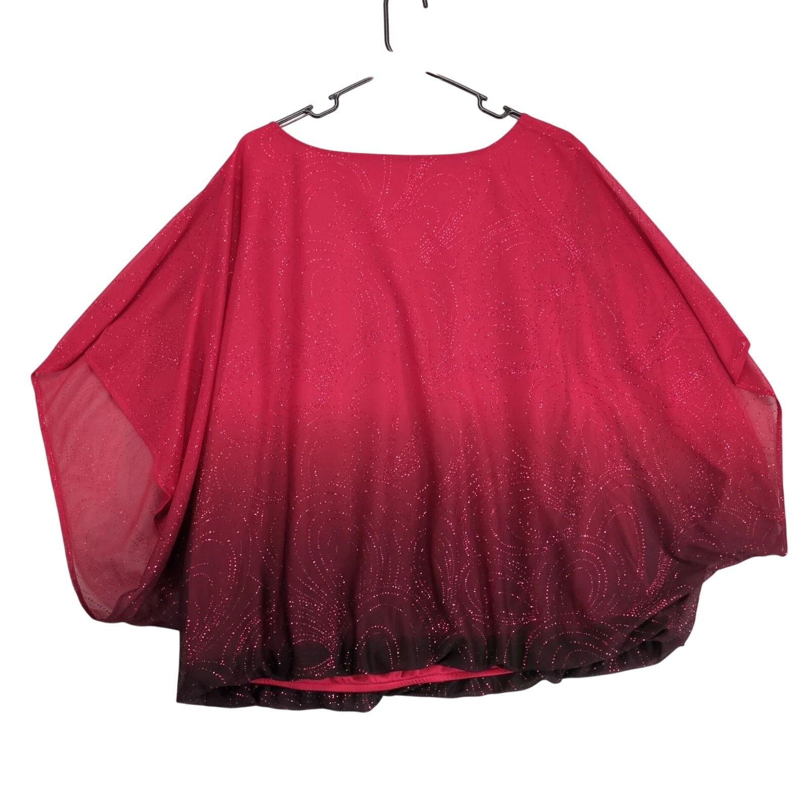 Other Sara Michelle Red Black Ombre Glitter Blouse Top Women's 2X Size XXL / US 16-18 / IT 52-54 - 2 Thumbnail