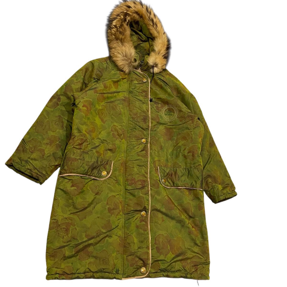 Japanese Brand Vintage 80s LUHTA Finland Camo Rose Parka - Faux Fur Hood Size US XL / EU 56 / 4 - 3 Thumbnail