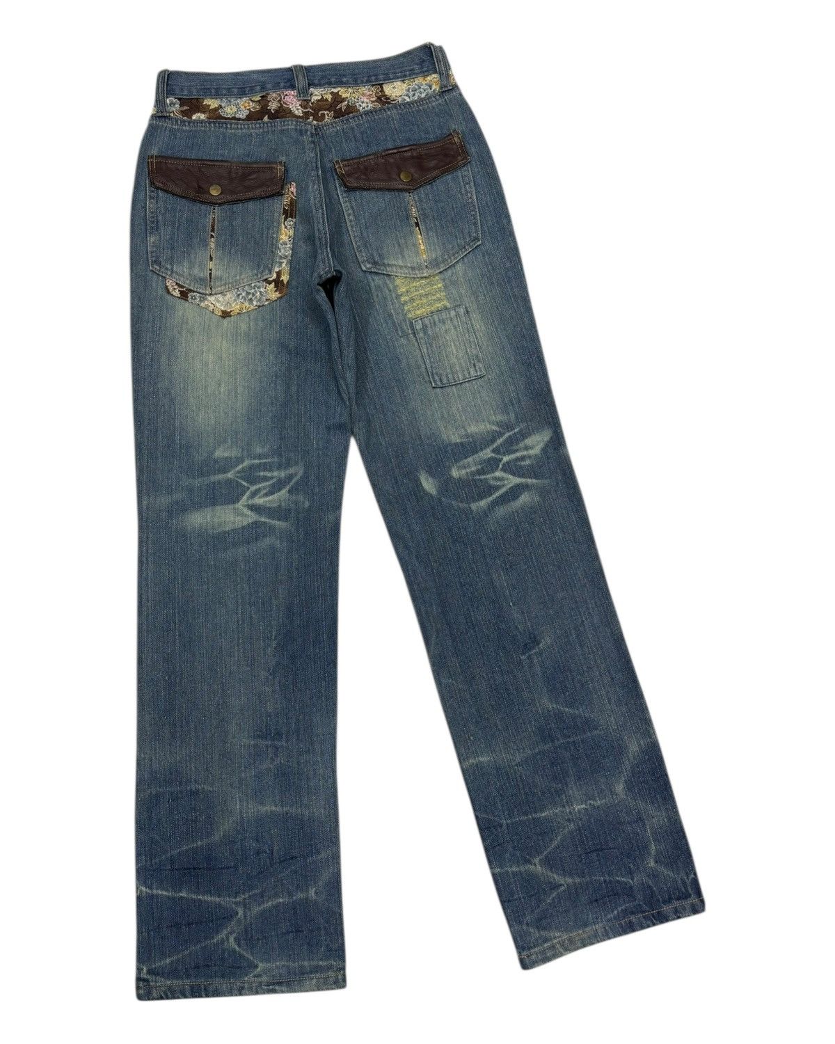 Undercover Distressed Patchwork Wide Leg Jeans Embroidered Accents Size US 29 - 7 Thumbnail