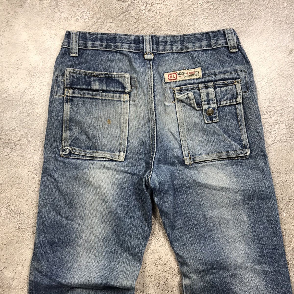 Vintage Y2K Baggy Distressed Flared Denim Jeans Faded Blue Punk 28 Size 28" / US 6 / IT 42 - 9 Thumbnail